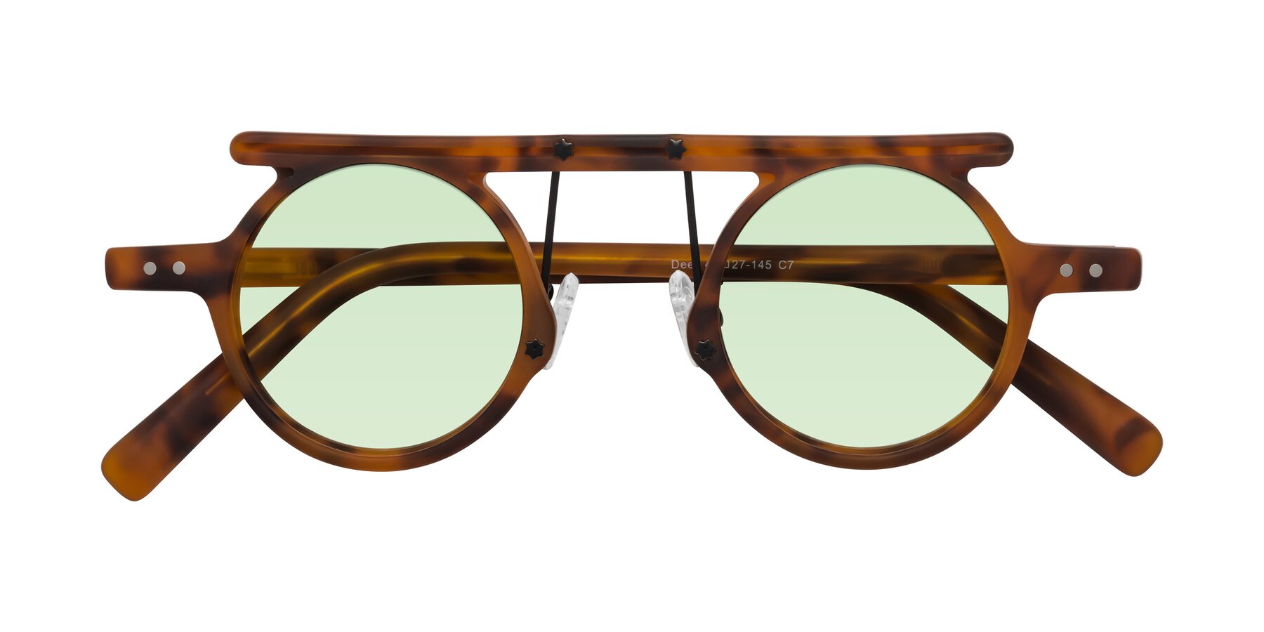 Folded Front of Deer in Lava Tortoise with Light Green Tinted Lenses