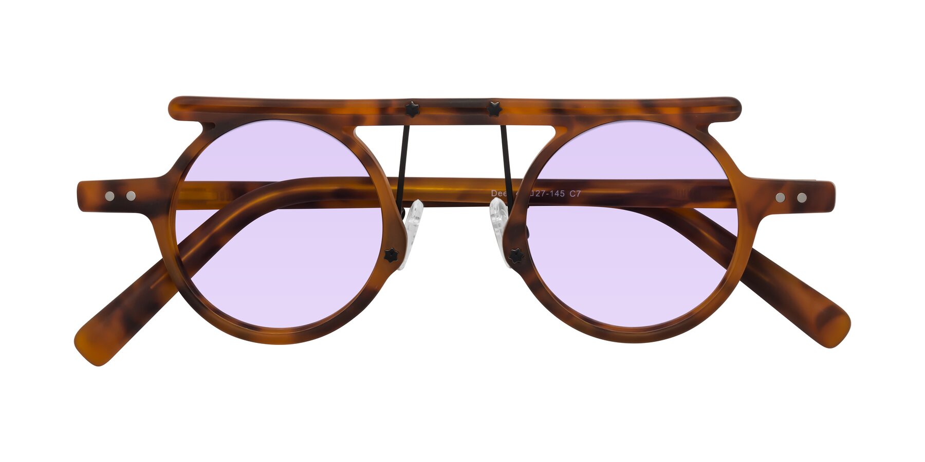 Folded Front of Deer in Lava Tortoise with Light Purple Tinted Lenses