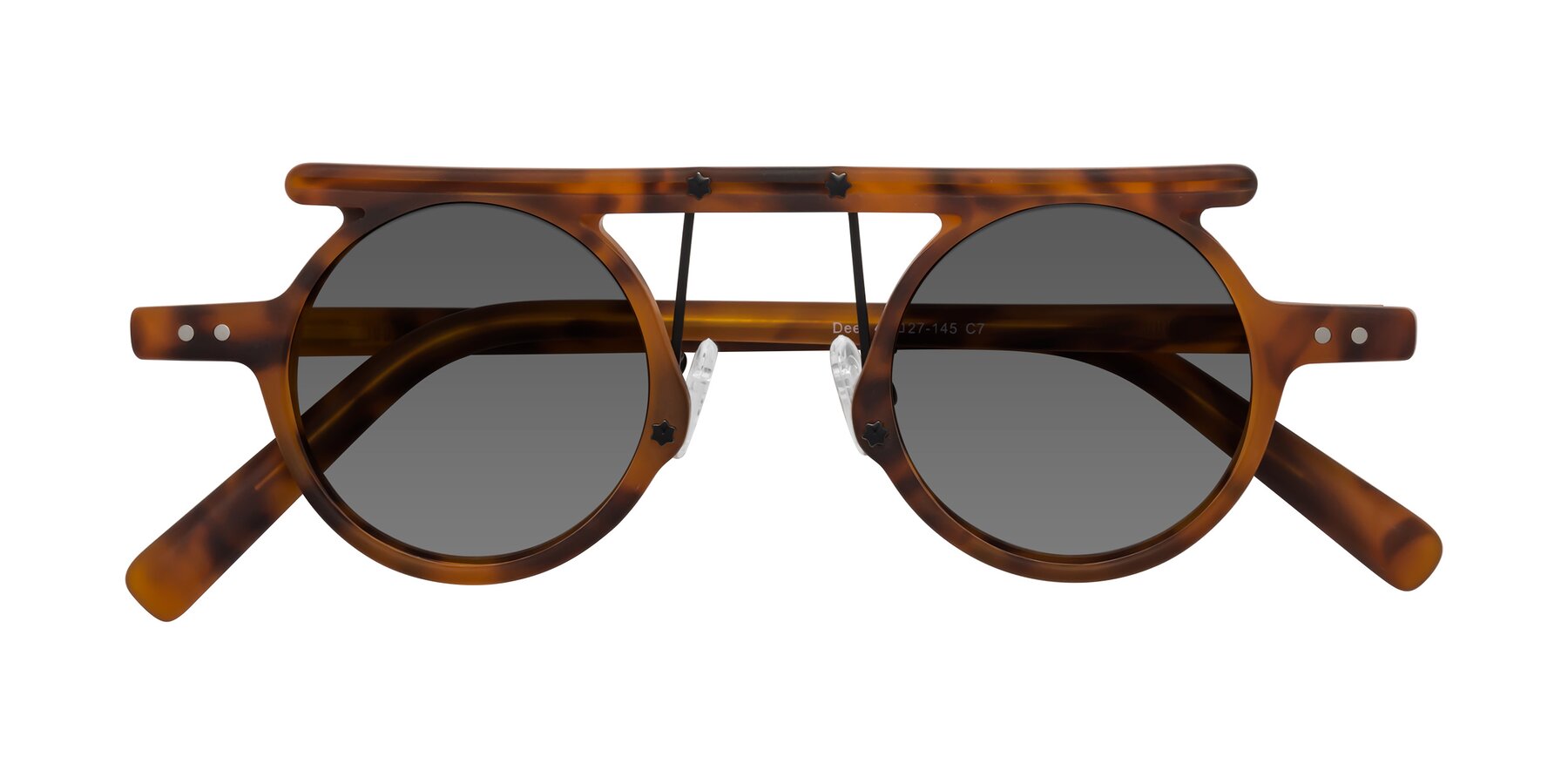 Folded Front of Deer in Lava Tortoise with Medium Gray Tinted Lenses