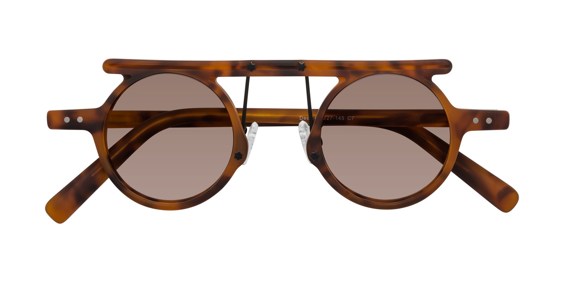 Folded Front of Deer in Lava Tortoise with Medium Brown Tinted Lenses