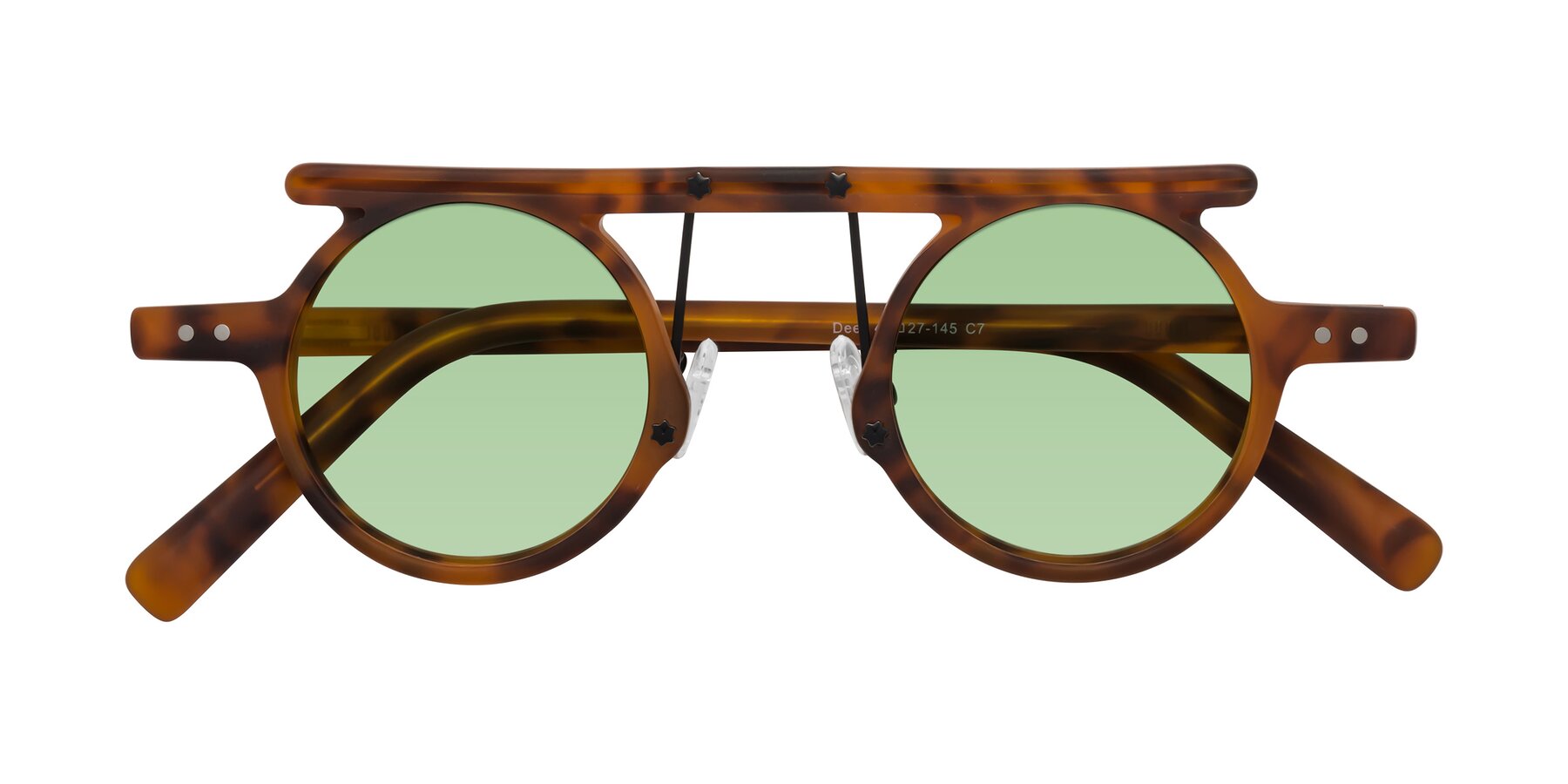 Folded Front of Deer in Lava Tortoise with Medium Green Tinted Lenses