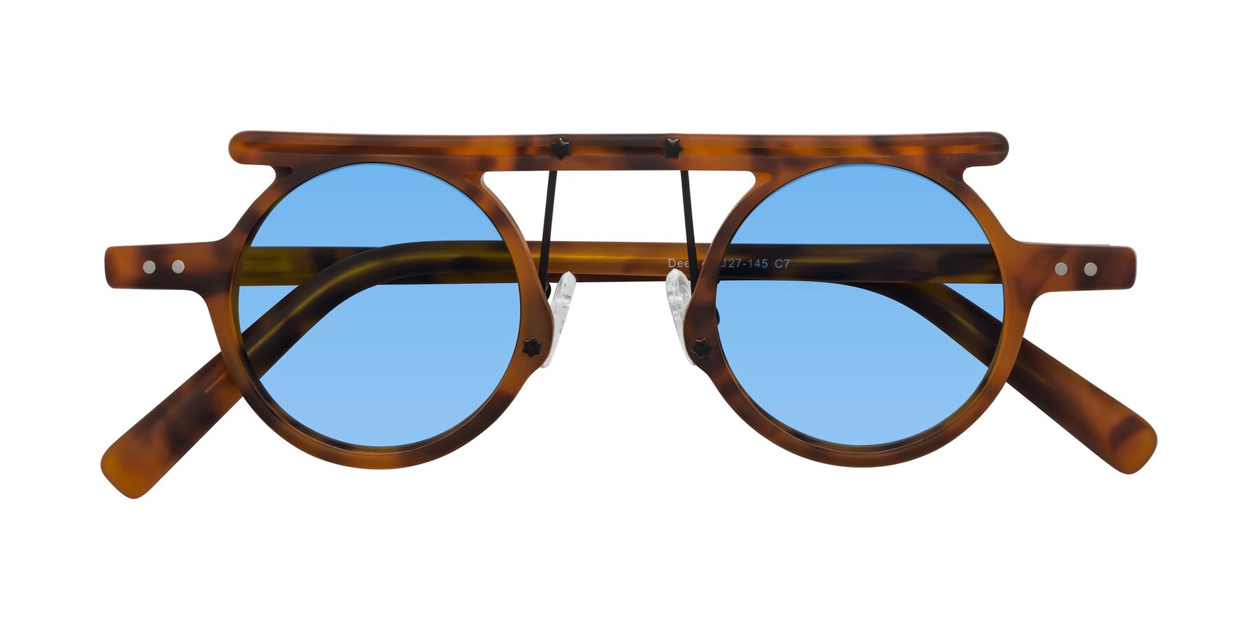 Folded Front of Deer in Lava Tortoise with Medium Blue Tinted Lenses