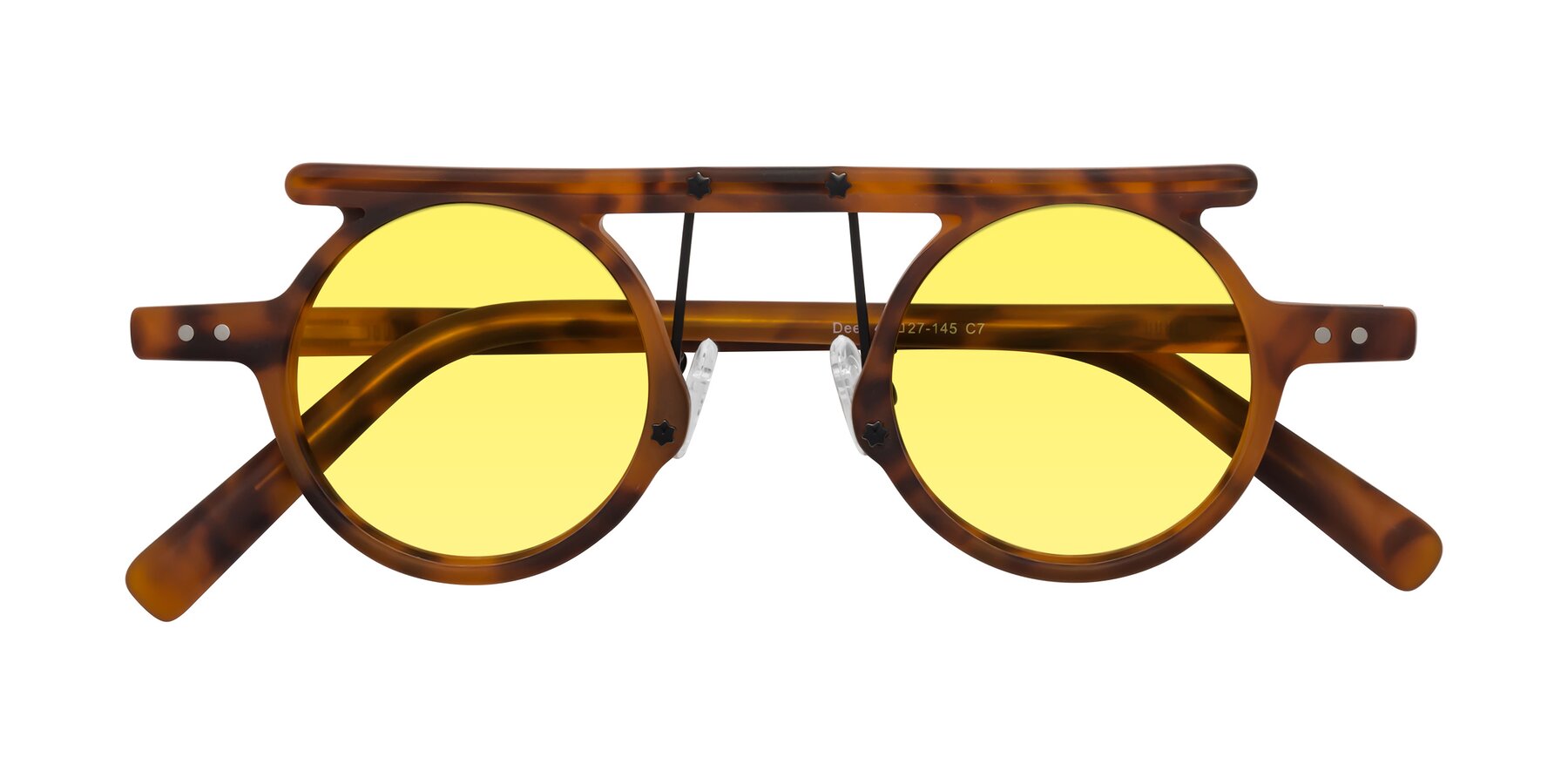 Folded Front of Deer in Lava Tortoise with Medium Yellow Tinted Lenses