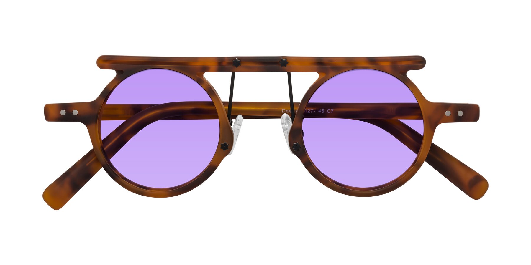 Folded Front of Deer in Lava Tortoise with Medium Purple Tinted Lenses