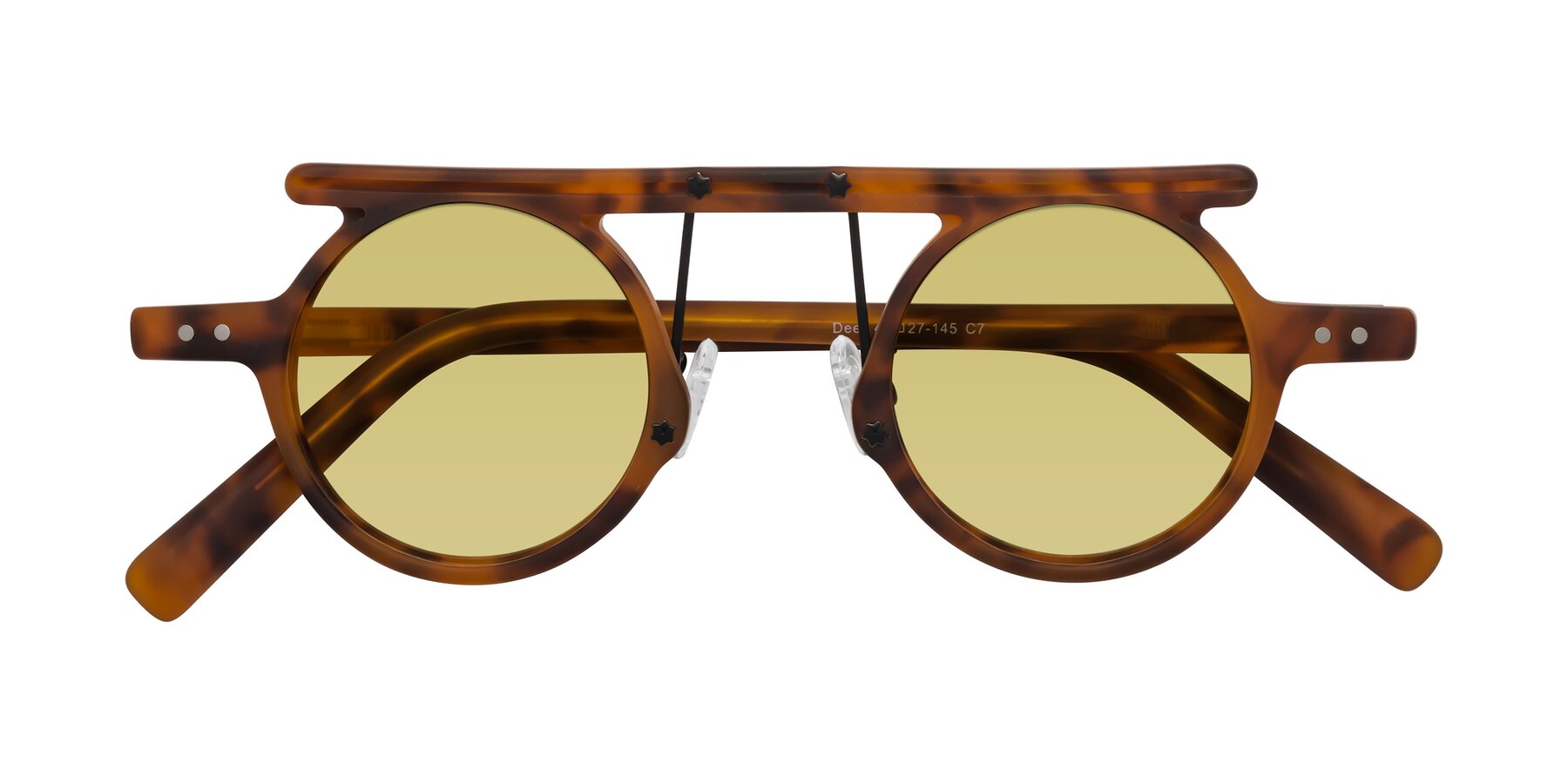 Folded Front of Deer in Lava Tortoise with Medium Champagne Tinted Lenses