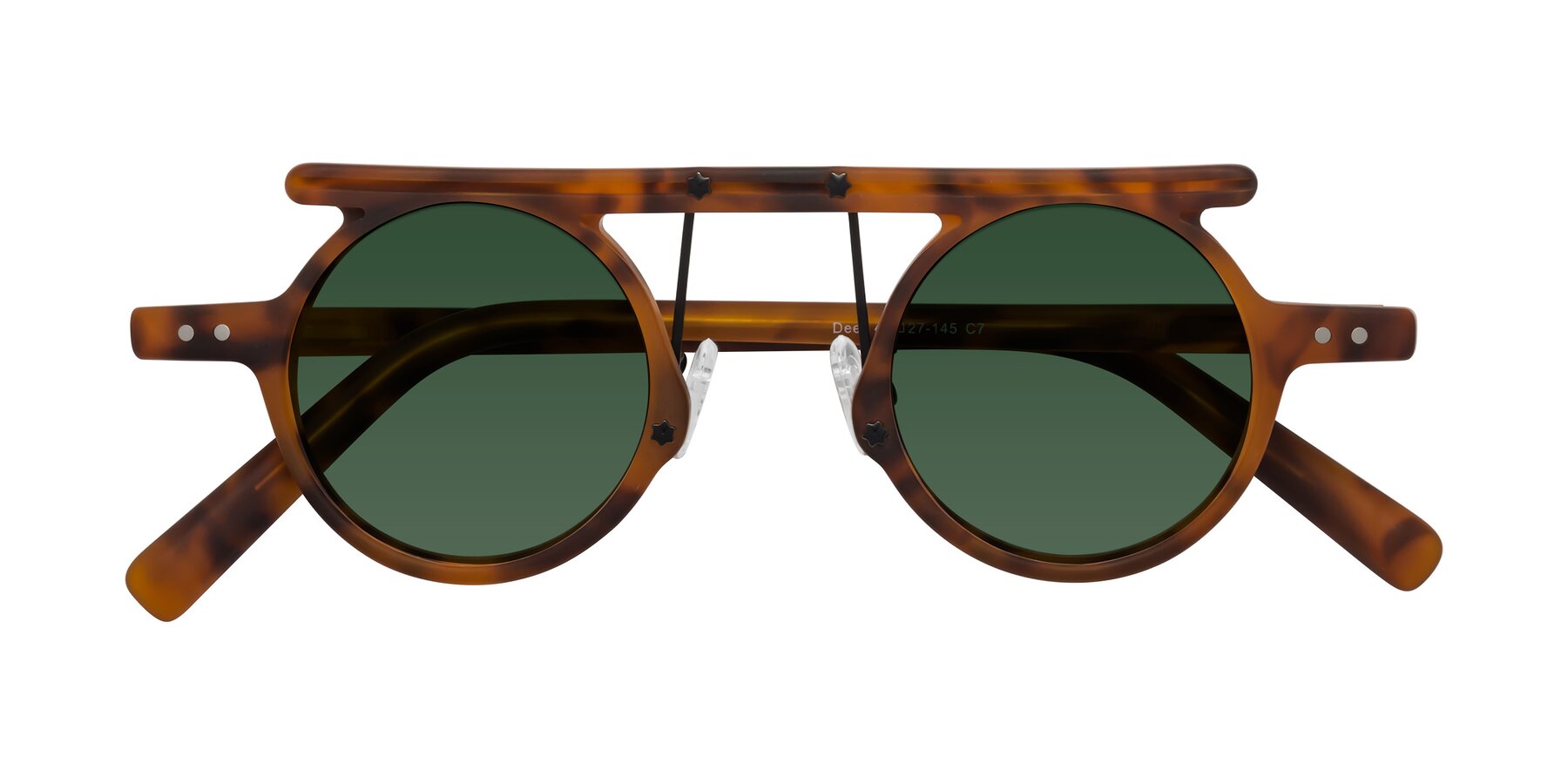 Folded Front of Deer in Lava Tortoise with Green Tinted Lenses