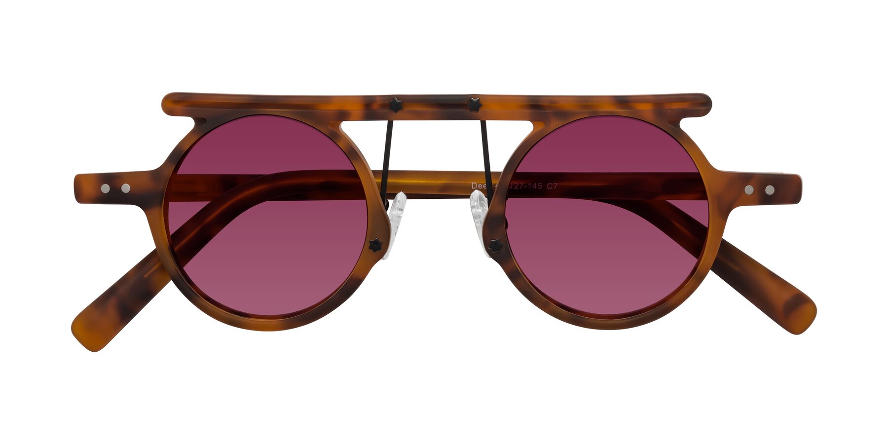 Folded Front of Deer in Lava Tortoise with Wine Tinted Lenses