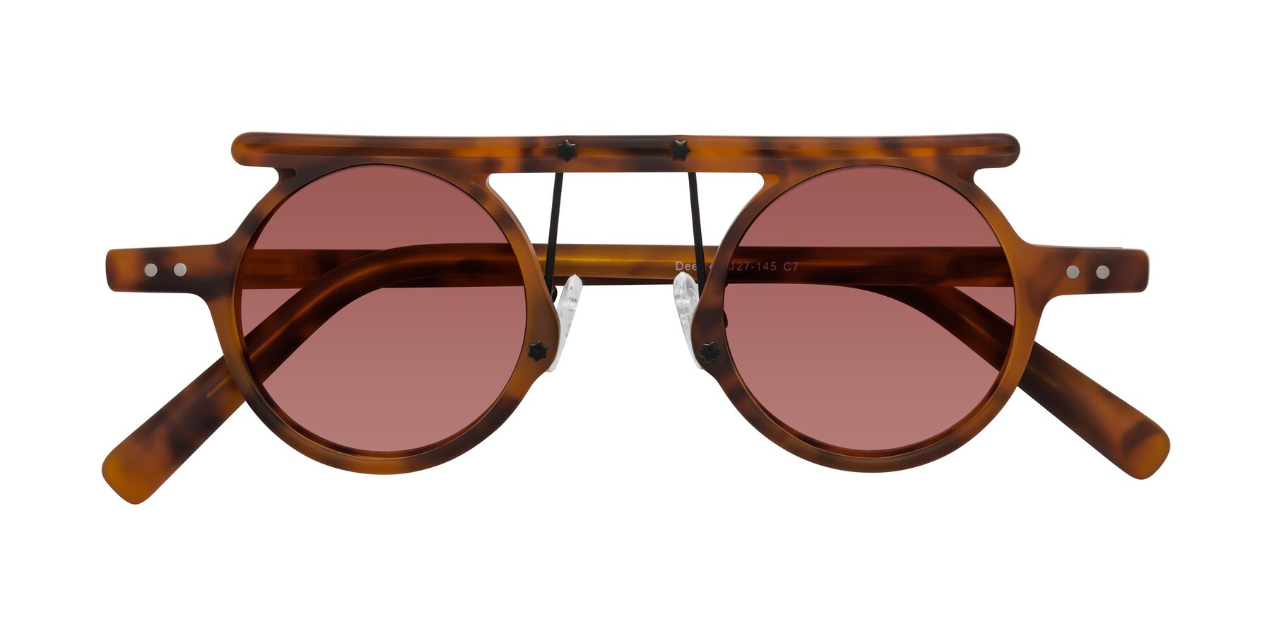 Folded Front of Deer in Lava Tortoise with Garnet Tinted Lenses