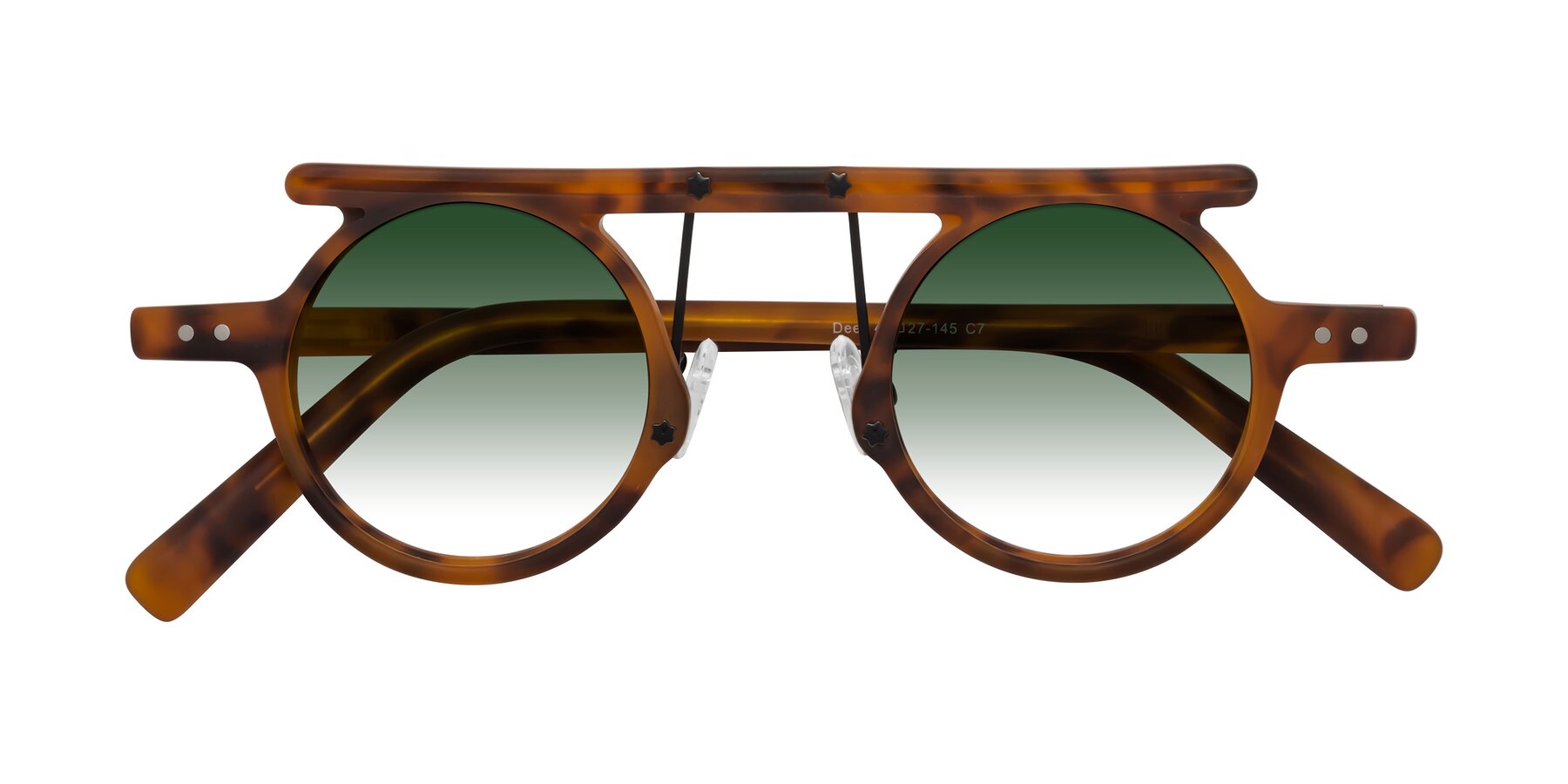 Folded Front of Deer in Lava Tortoise with Green Gradient Lenses