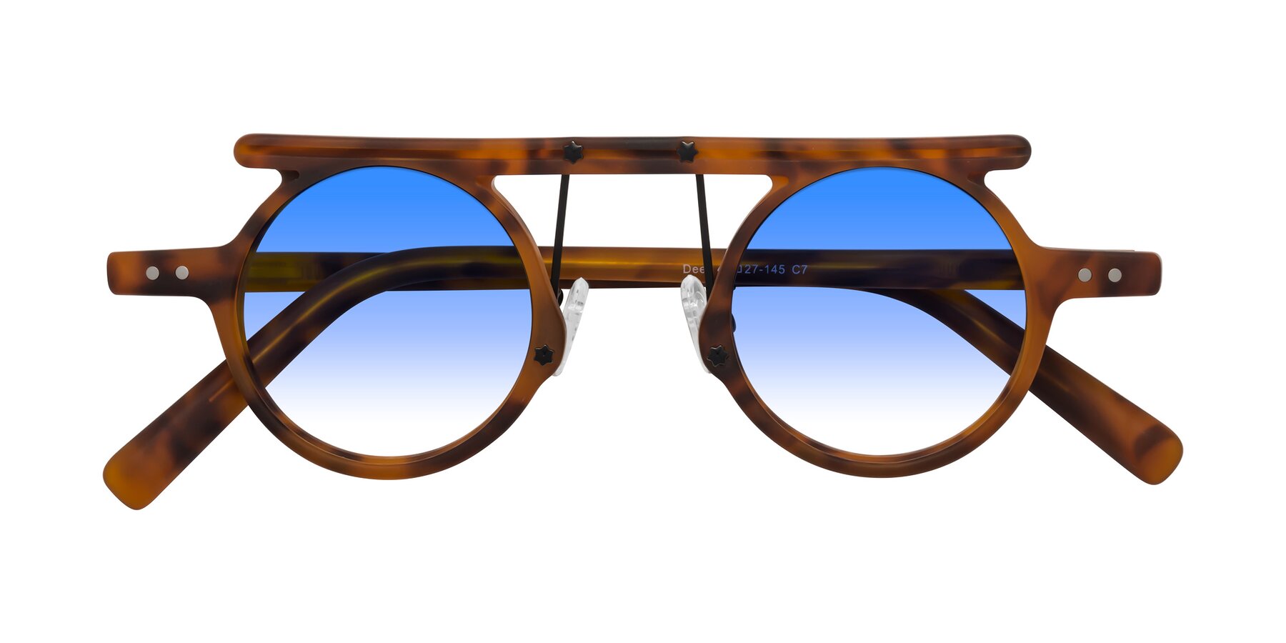 Folded Front of Deer in Lava Tortoise with Blue Gradient Lenses