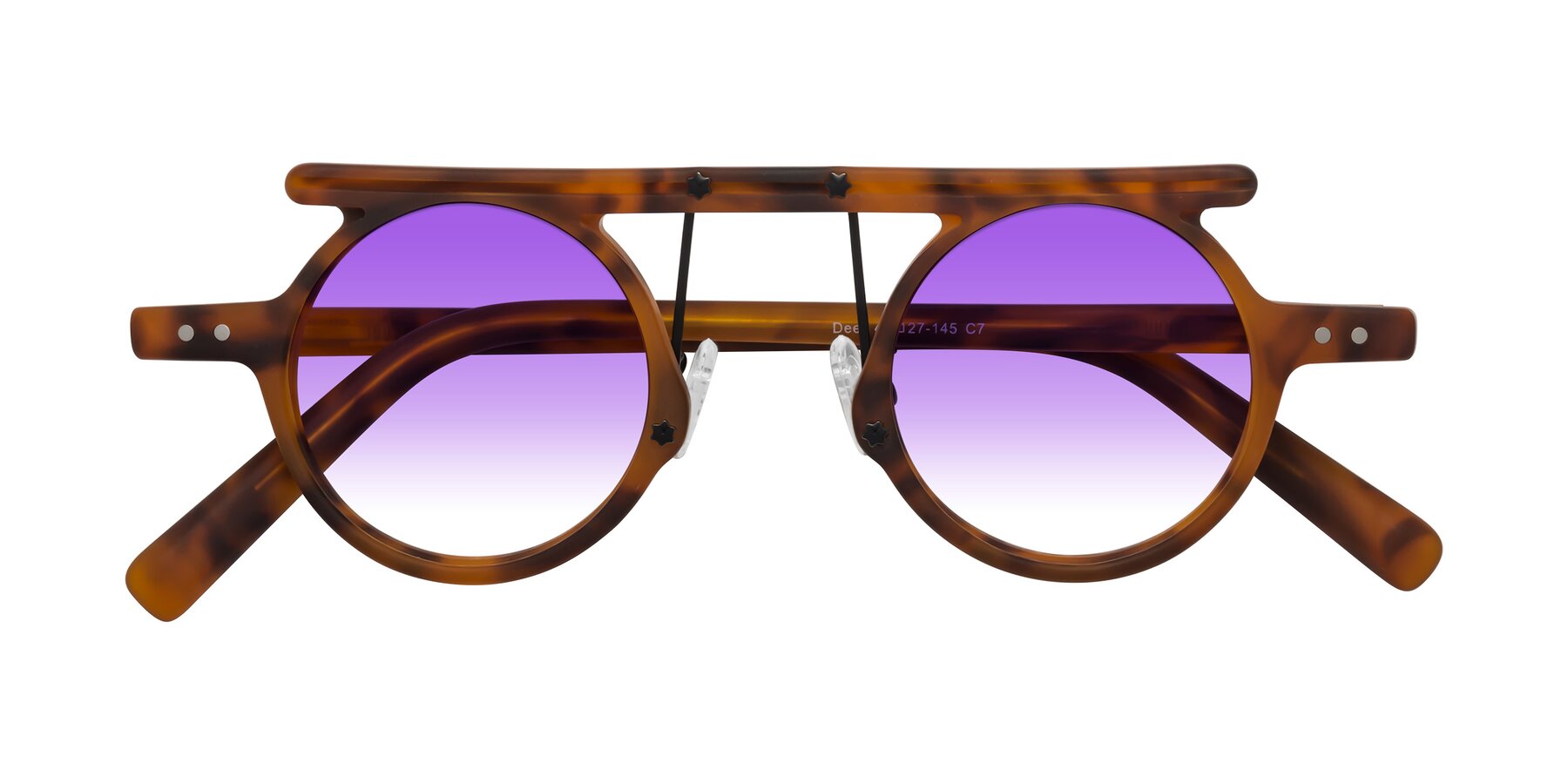 Folded Front of Deer in Lava Tortoise with Purple Gradient Lenses