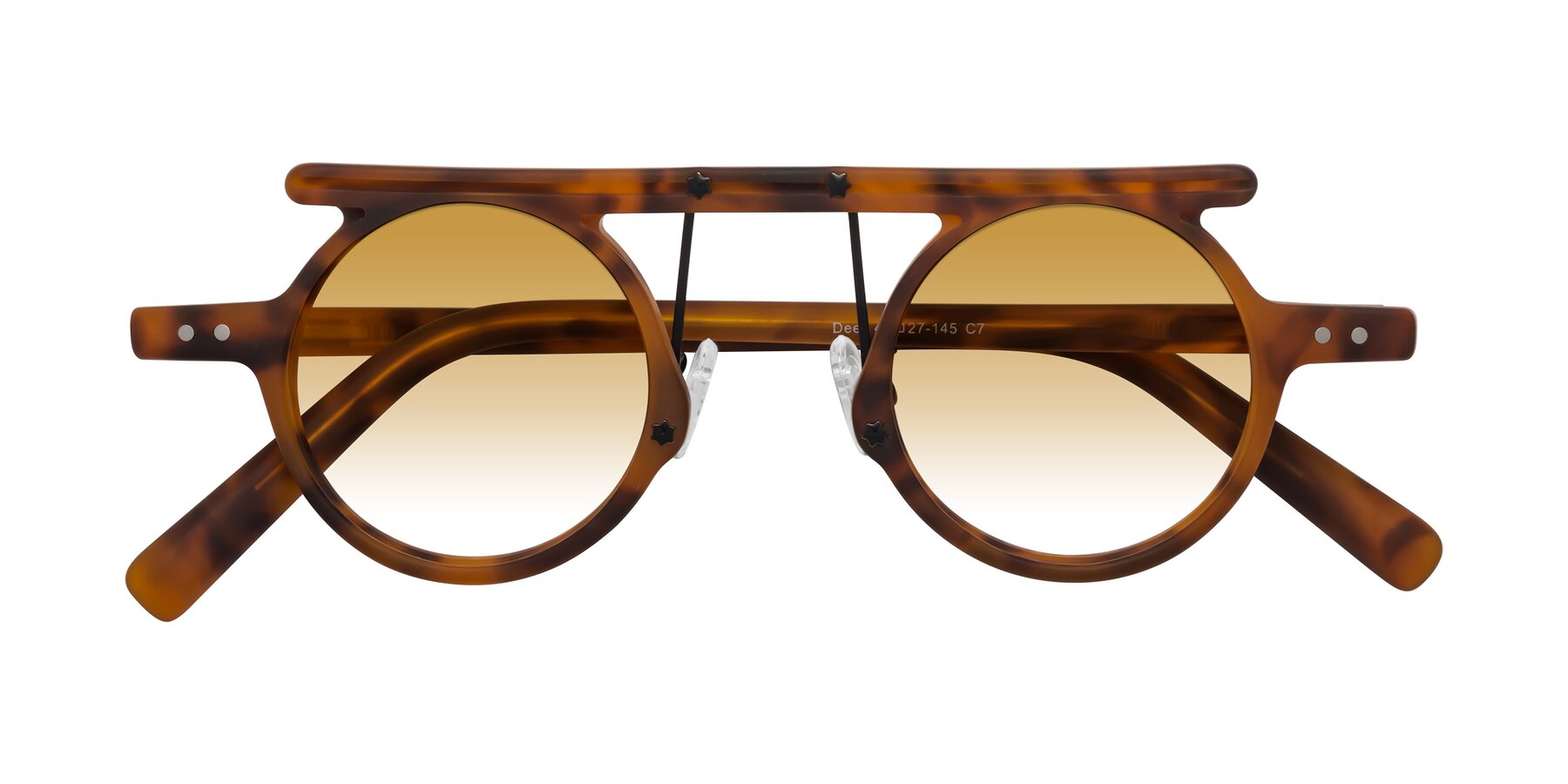 Folded Front of Deer in Lava Tortoise with Champagne Gradient Lenses