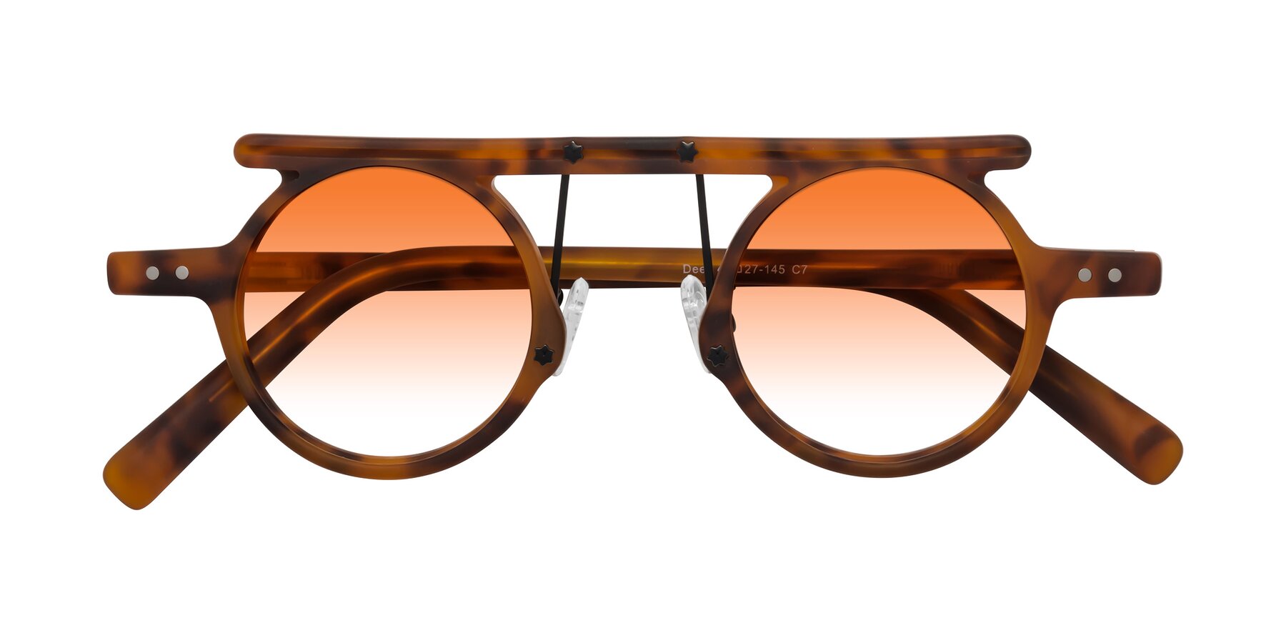 Folded Front of Deer in Lava Tortoise with Orange Gradient Lenses