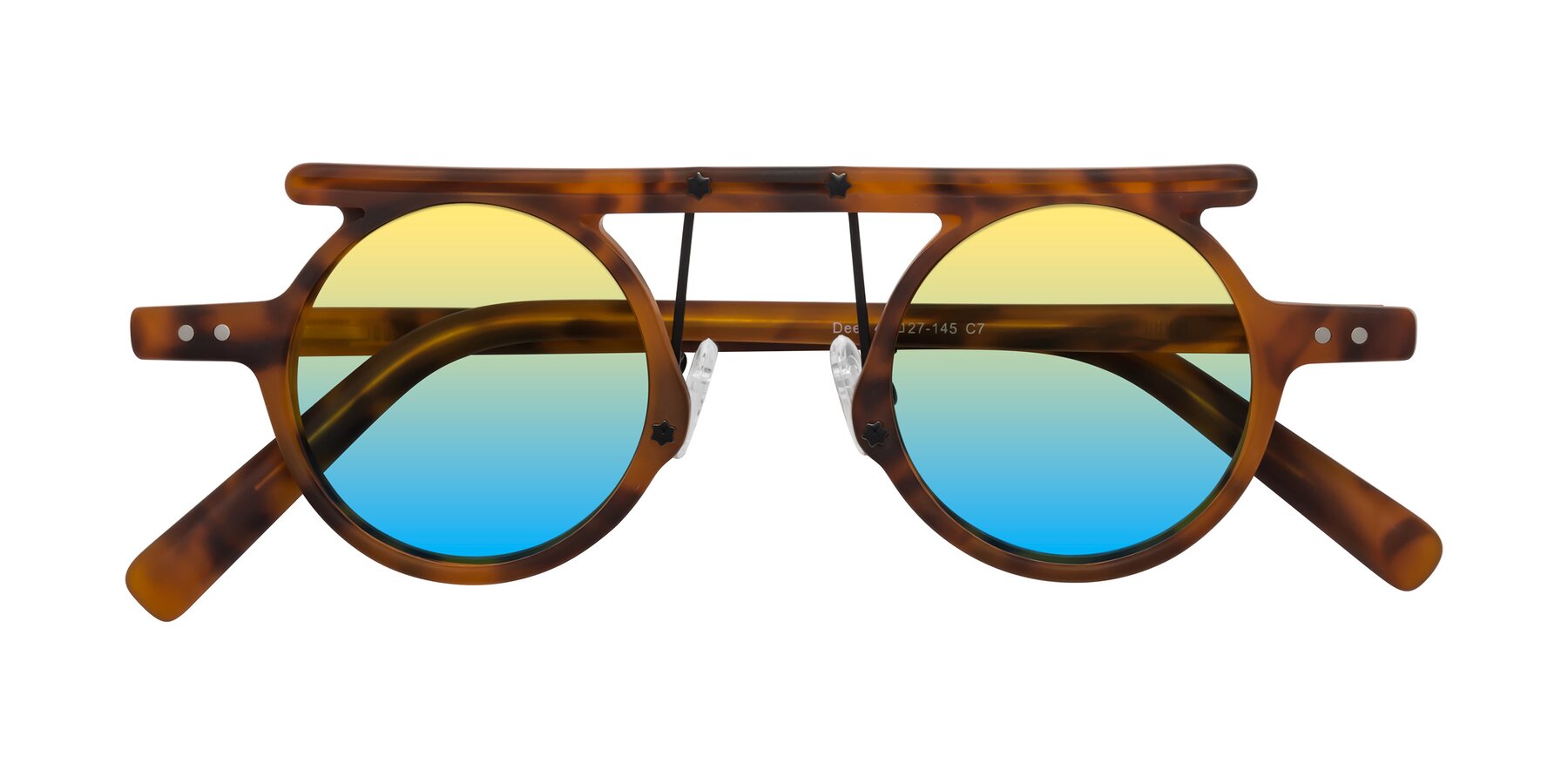 Folded Front of Deer in Lava Tortoise with Yellow / Blue Gradient Lenses