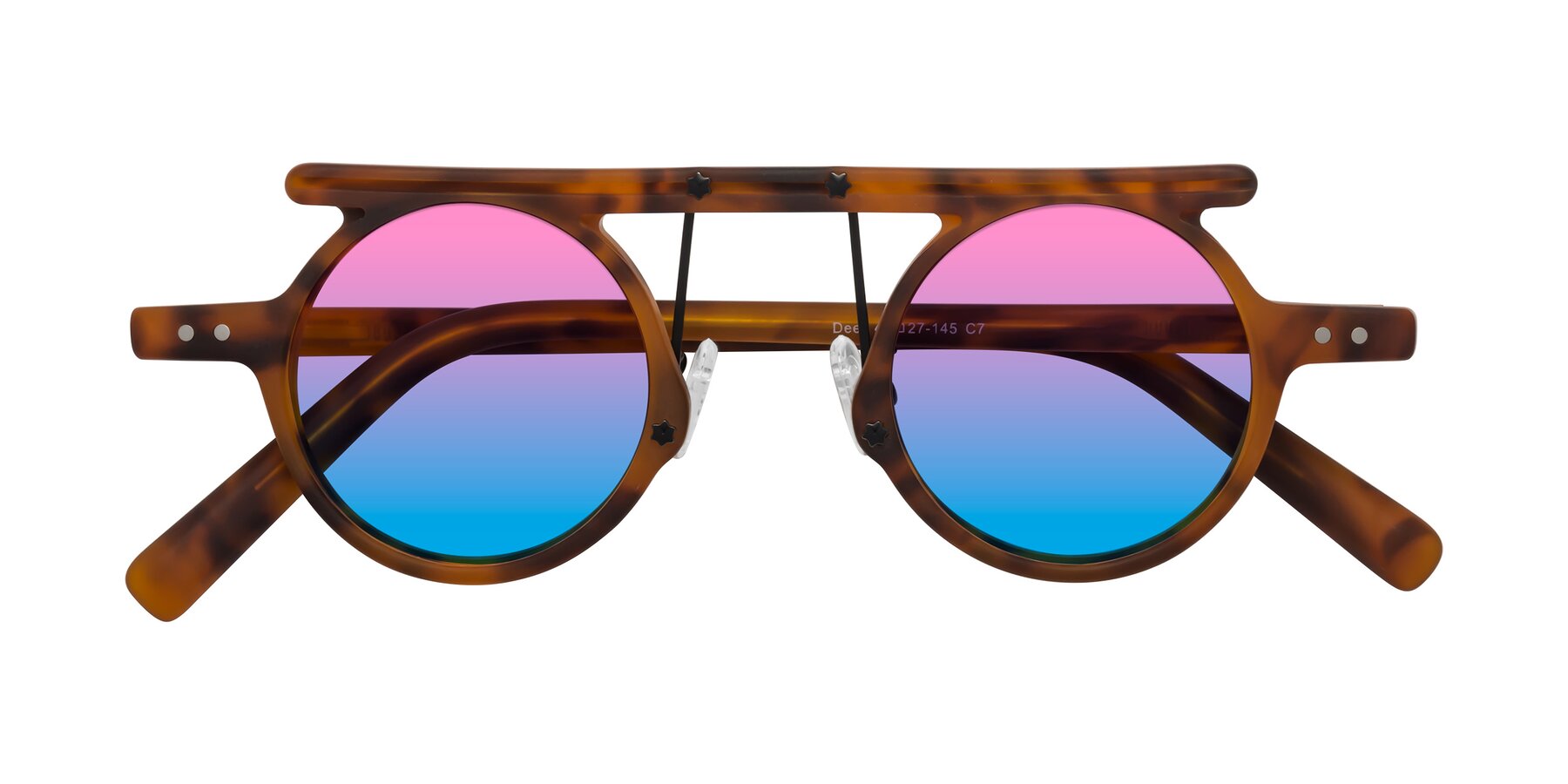 Folded Front of Deer in Lava Tortoise with Pink / Blue Gradient Lenses