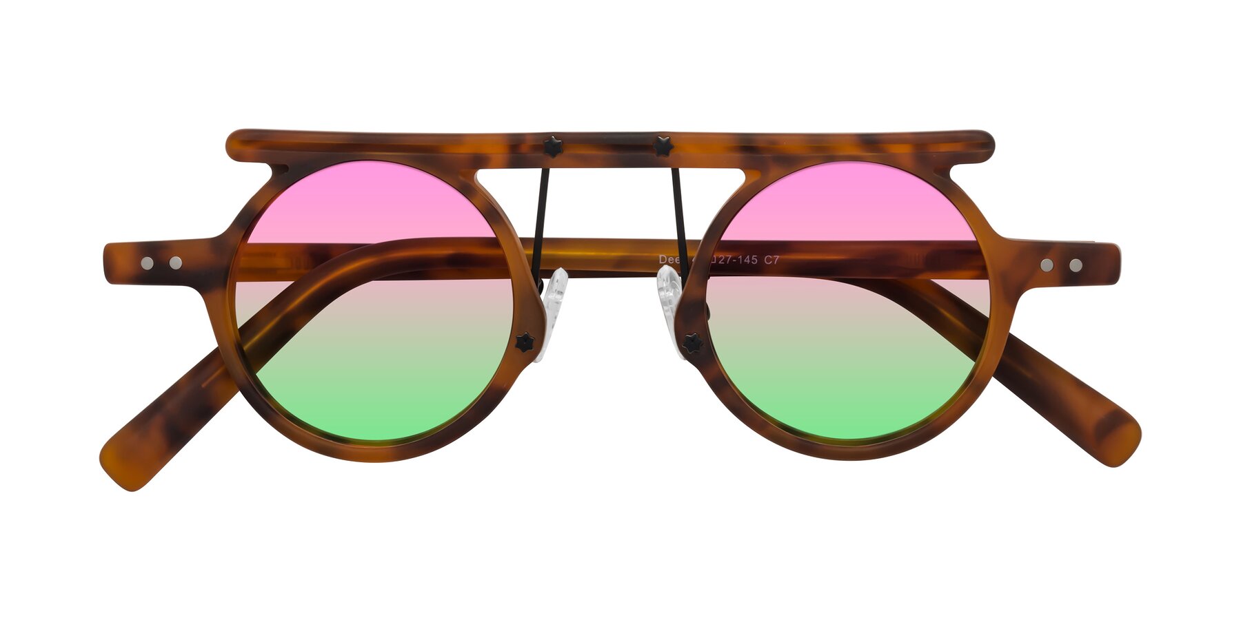 Folded Front of Deer in Lava Tortoise with Pink / Green Gradient Lenses