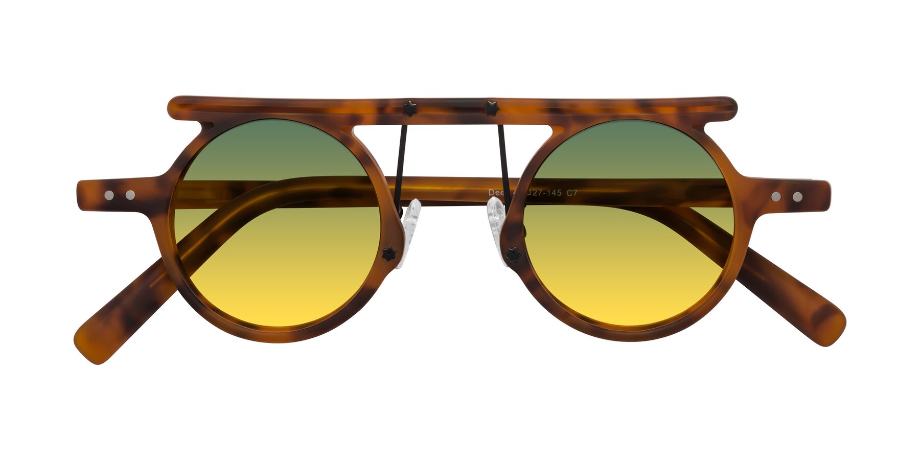 Folded Front of Deer in Lava Tortoise with Green / Yellow Gradient Lenses