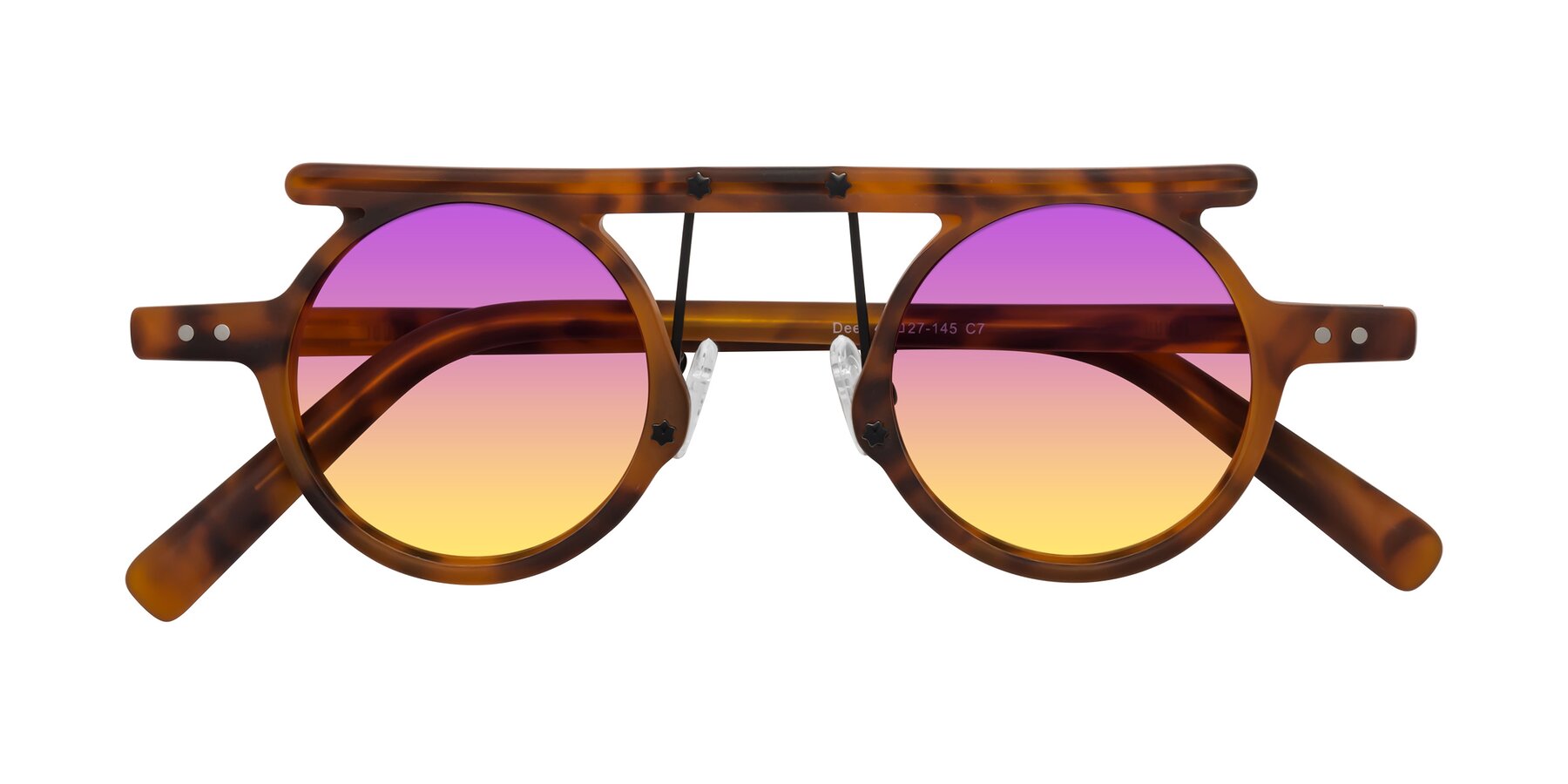 Folded Front of Deer in Lava Tortoise with Purple / Yellow Gradient Lenses