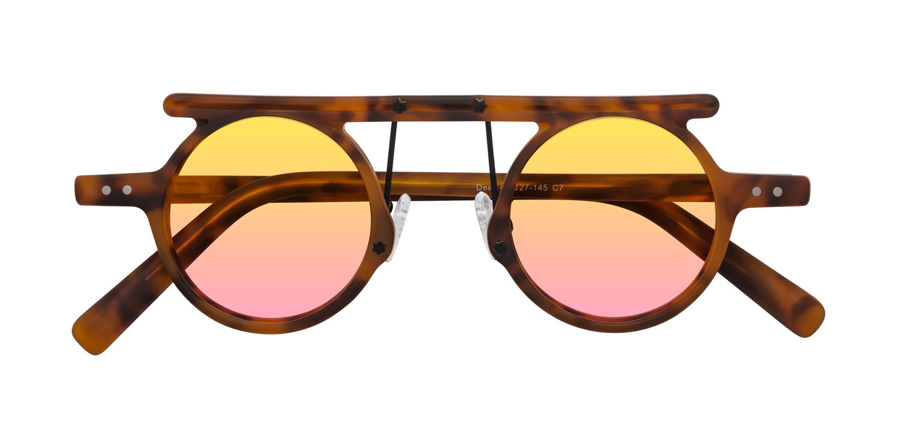 Folded Front of Deer in Lava Tortoise with Yellow / Pink Gradient Lenses