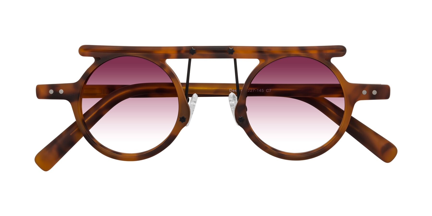 Folded Front of Deer in Lava Tortoise with Wine Gradient Lenses