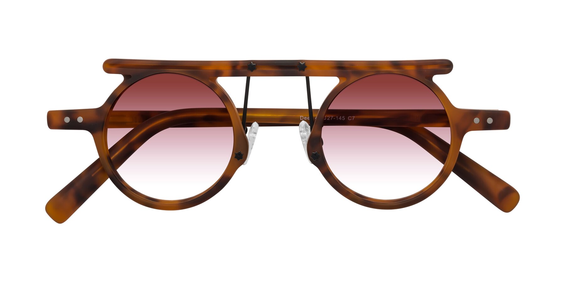 Folded Front of Deer in Lava Tortoise with Garnet Gradient Lenses