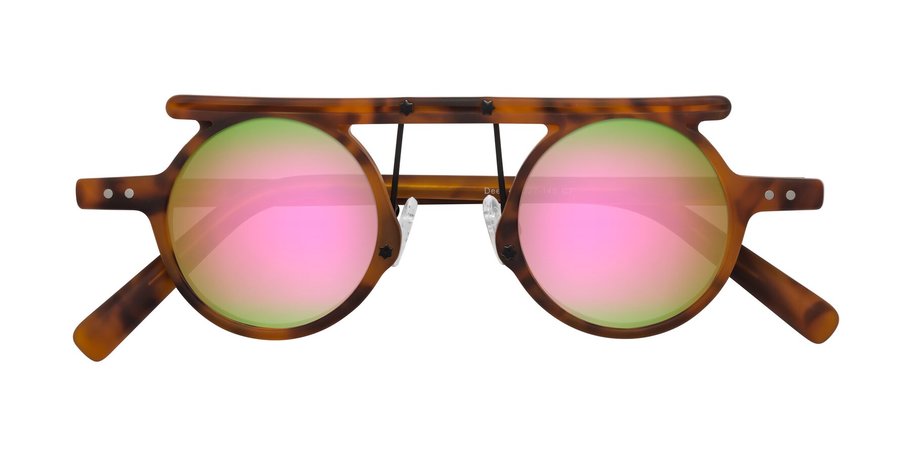 Folded Front of Deer in Lava Tortoise with Pink Mirrored Lenses