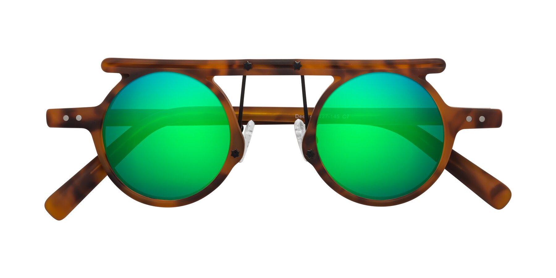 Folded Front of Deer in Lava Tortoise with Green Mirrored Lenses