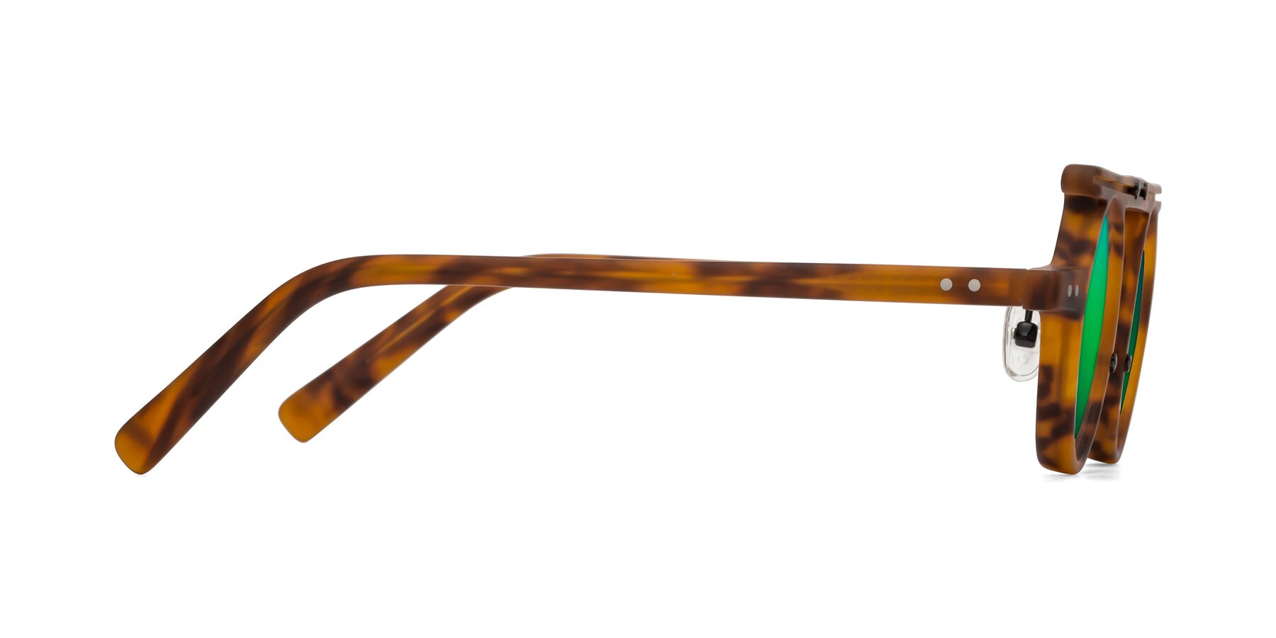 Side of Deer in Lava Tortoise with Green Mirrored Lenses