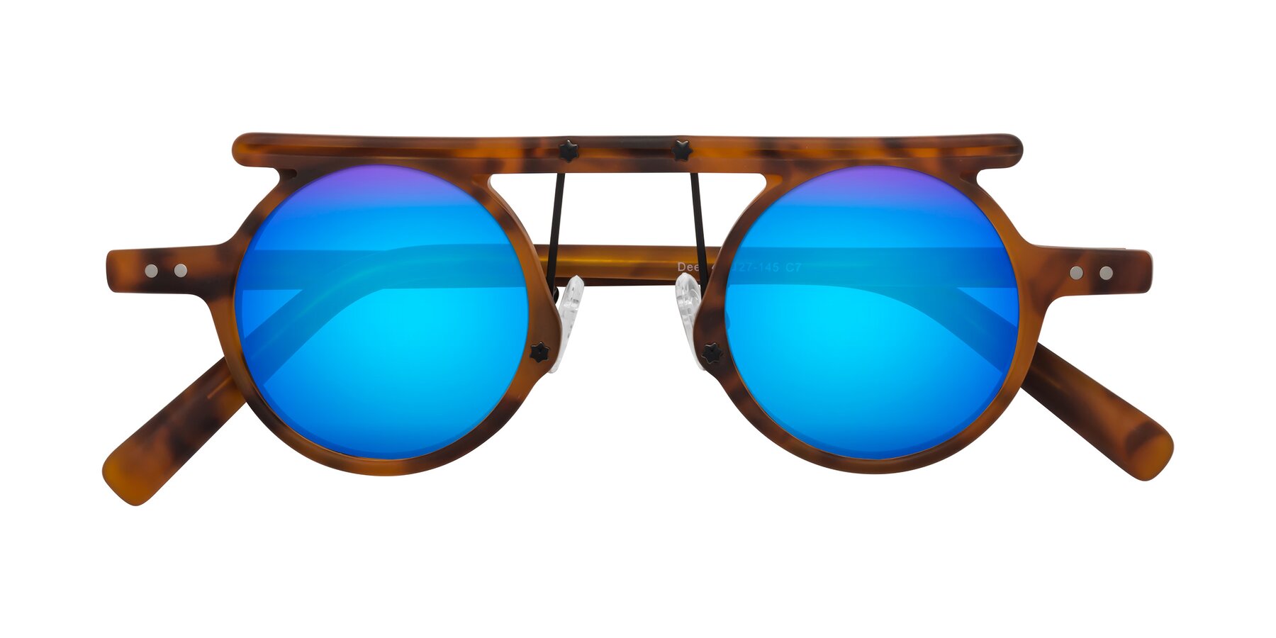 Folded Front of Deer in Lava Tortoise with Blue Mirrored Lenses