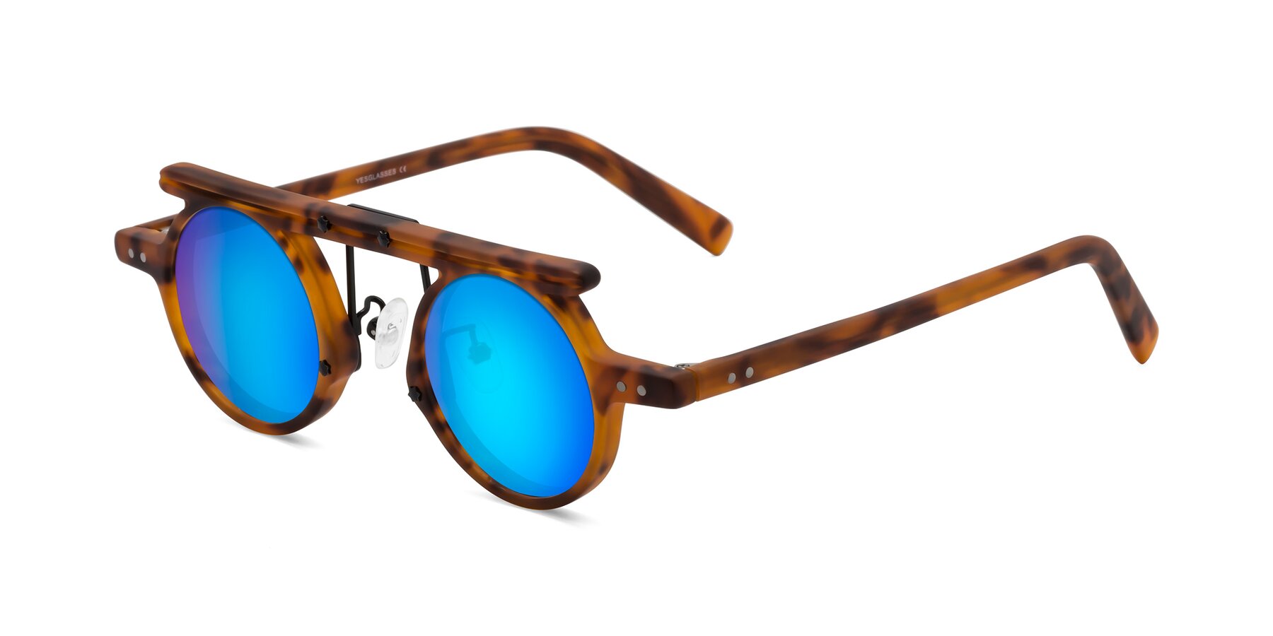 Angle of Deer in Lava Tortoise with Blue Mirrored Lenses