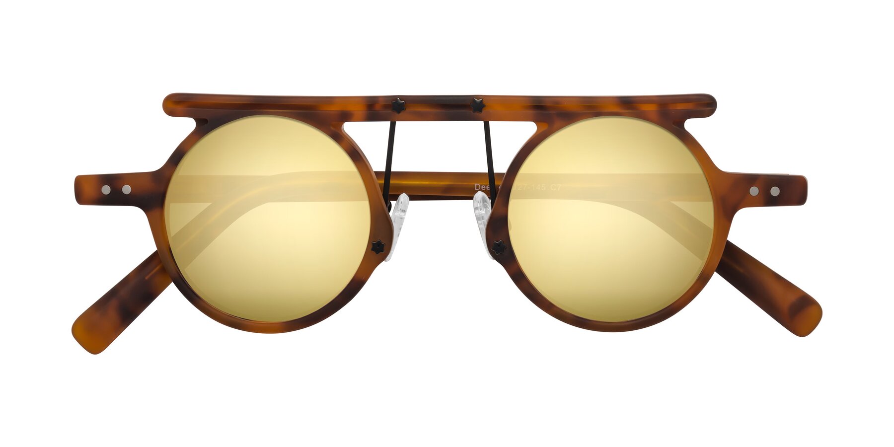 Folded Front of Deer in Lava Tortoise with Gold Mirrored Lenses