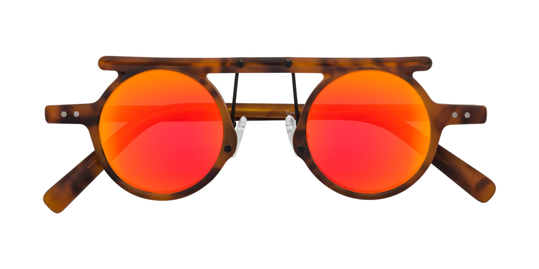 Folded Front of Deer in Lava Tortoise with Red Gold Mirrored Lenses