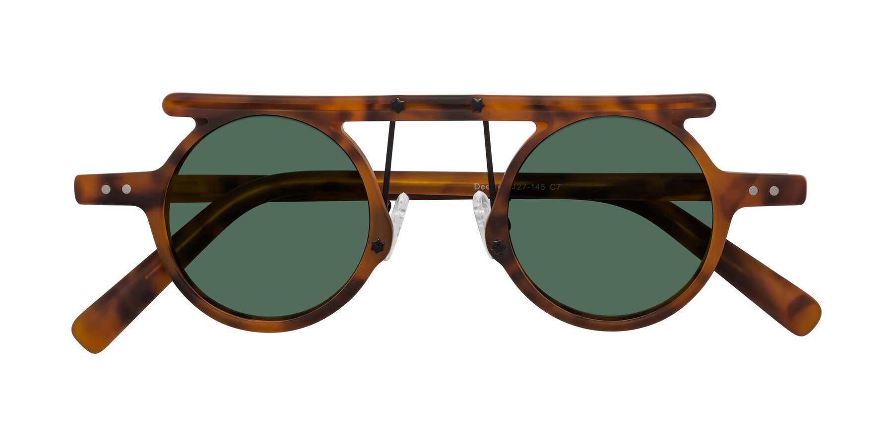 Folded Front of Deer in Lava Tortoise with Green Polarized Lenses