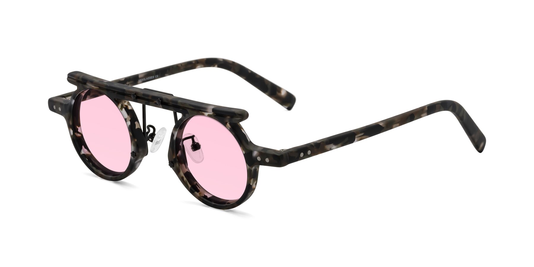 Angle of Deer in Granite Tortoise with Light Pink Tinted Lenses