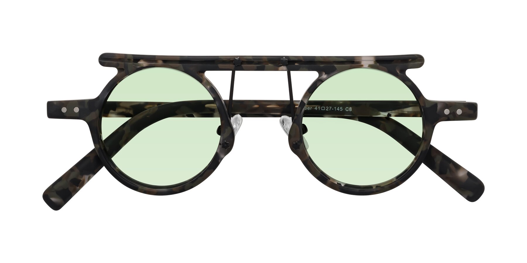 Folded Front of Deer in Granite Tortoise with Light Green Tinted Lenses