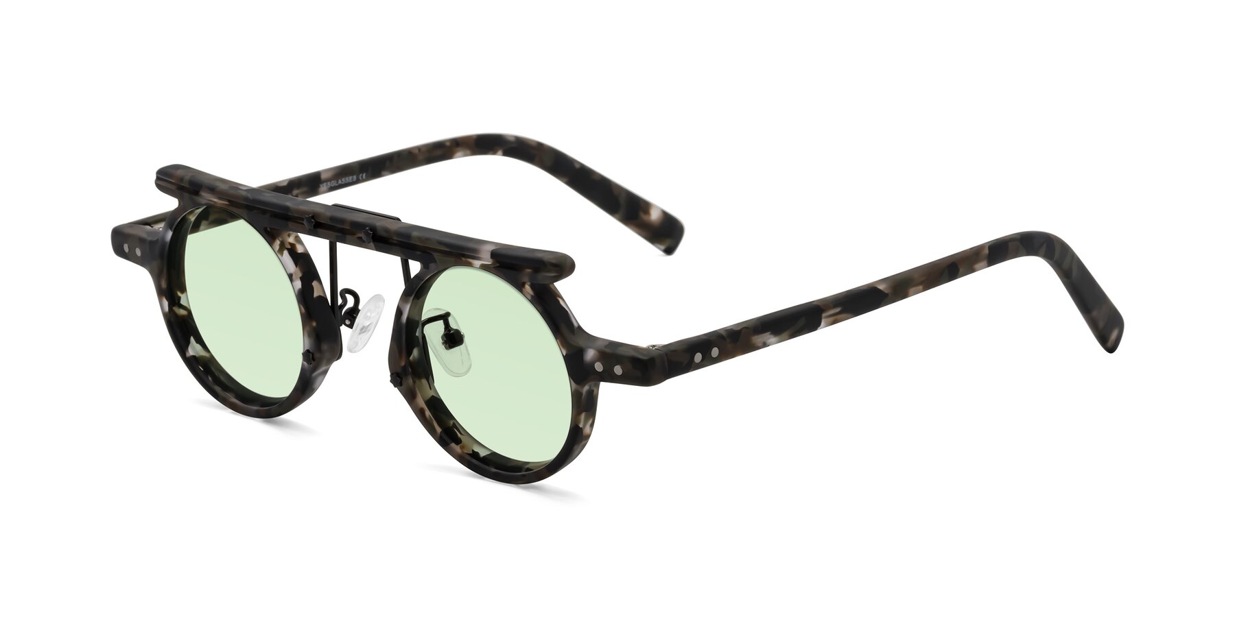 Angle of Deer in Granite Tortoise with Light Green Tinted Lenses