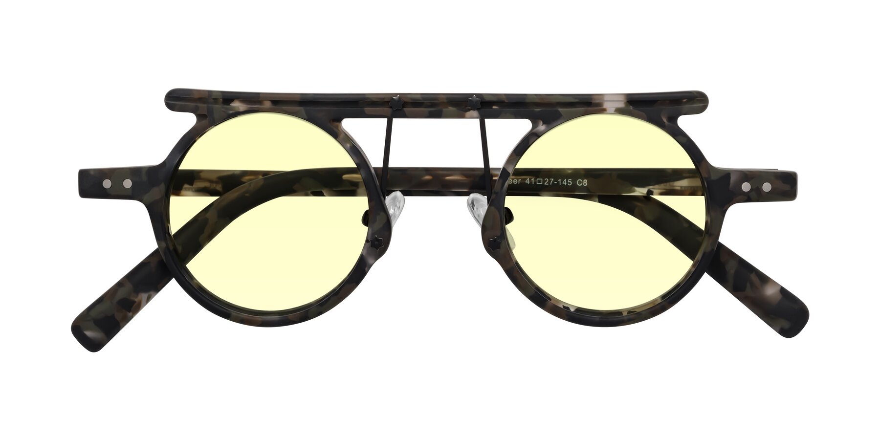 Folded Front of Deer in Granite Tortoise with Light Yellow Tinted Lenses