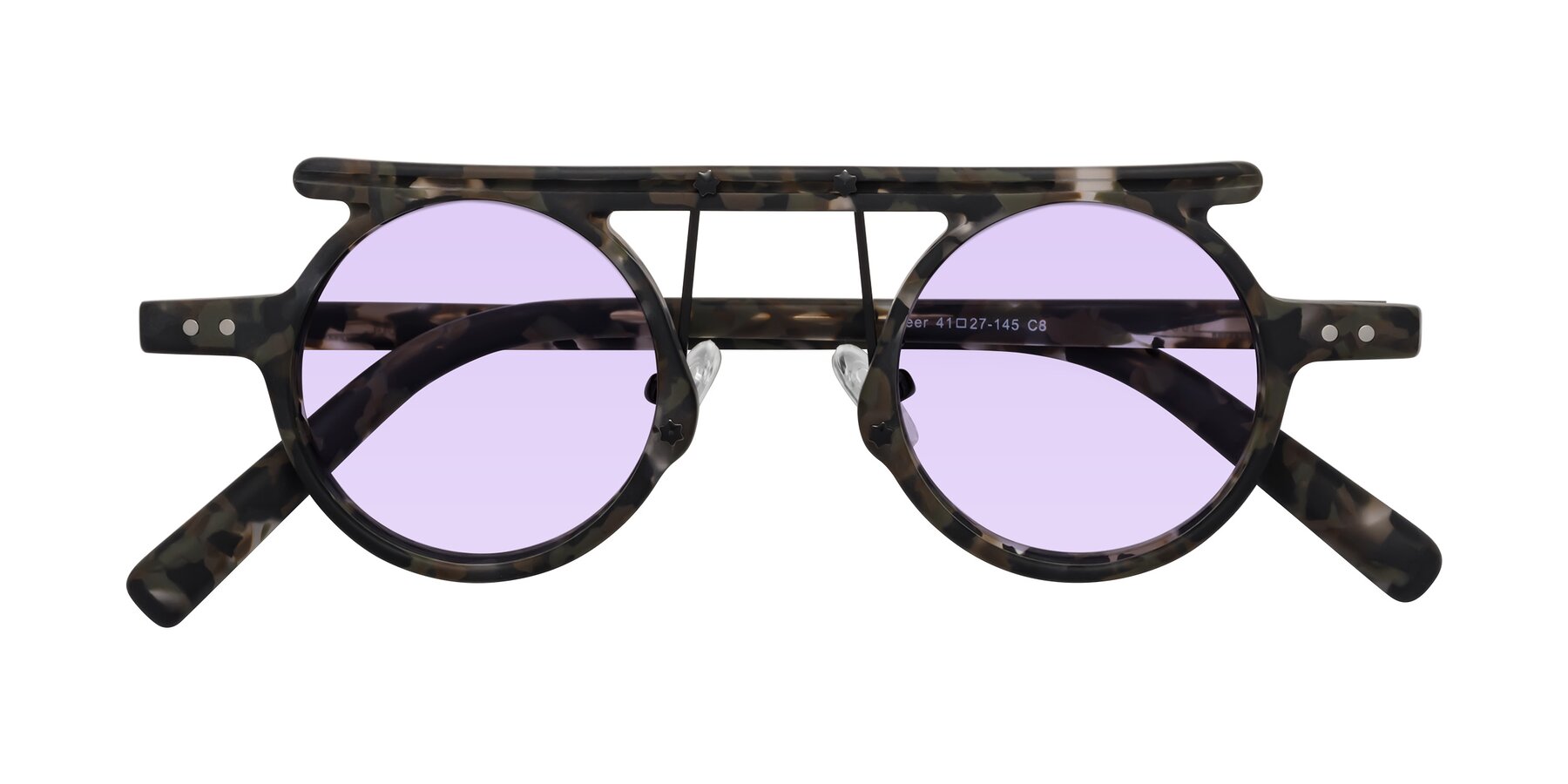 Folded Front of Deer in Granite Tortoise with Light Purple Tinted Lenses