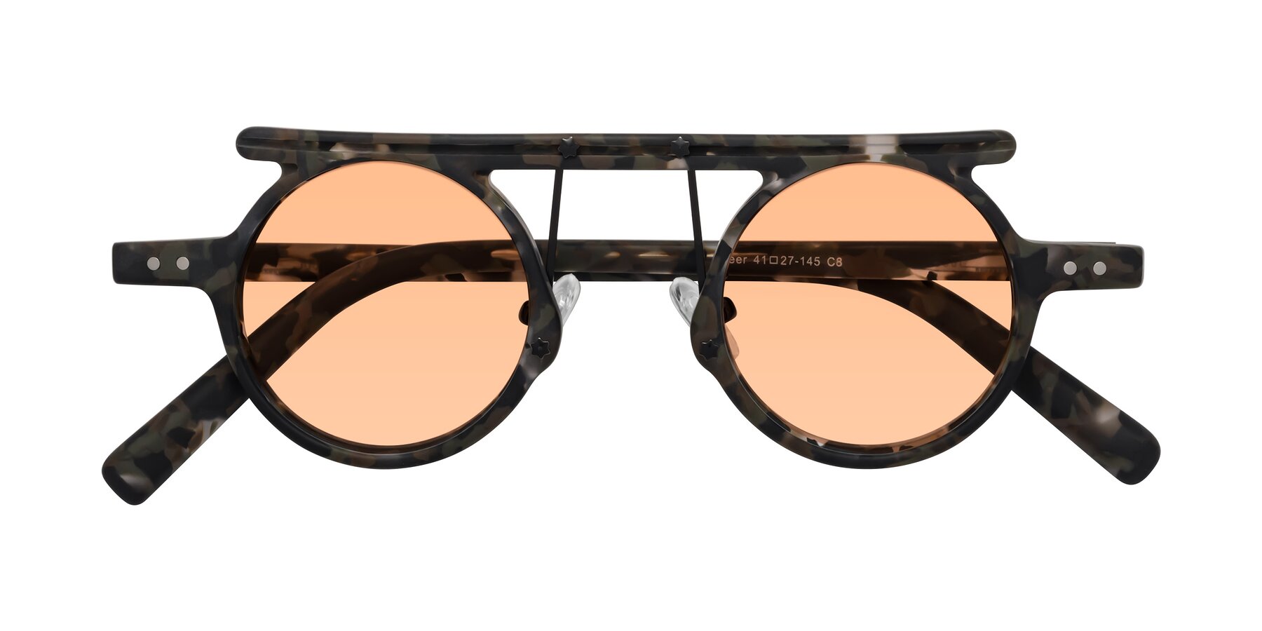 Folded Front of Deer in Granite Tortoise with Light Orange Tinted Lenses