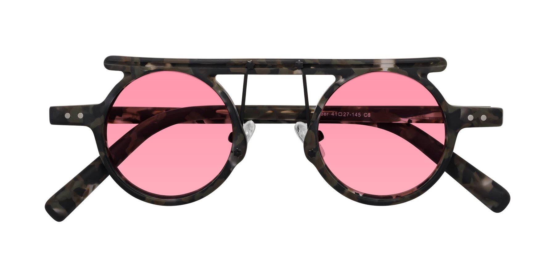 Folded Front of Deer in Granite Tortoise with Pink Tinted Lenses