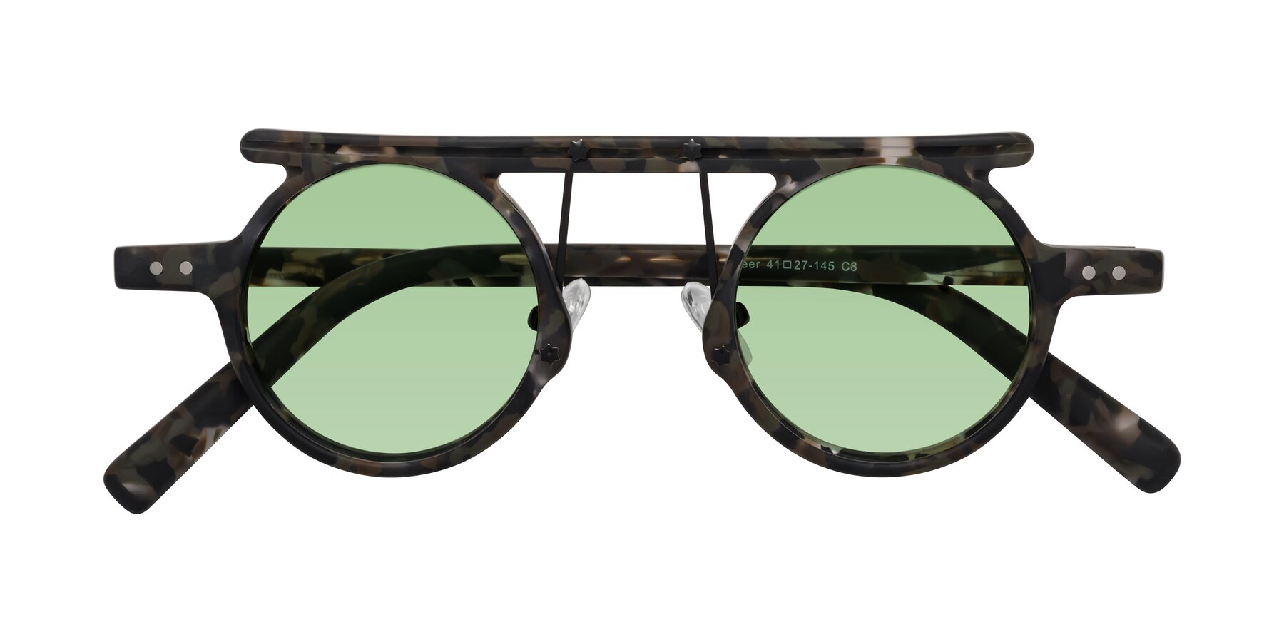 Folded Front of Deer in Granite Tortoise with Medium Green Tinted Lenses