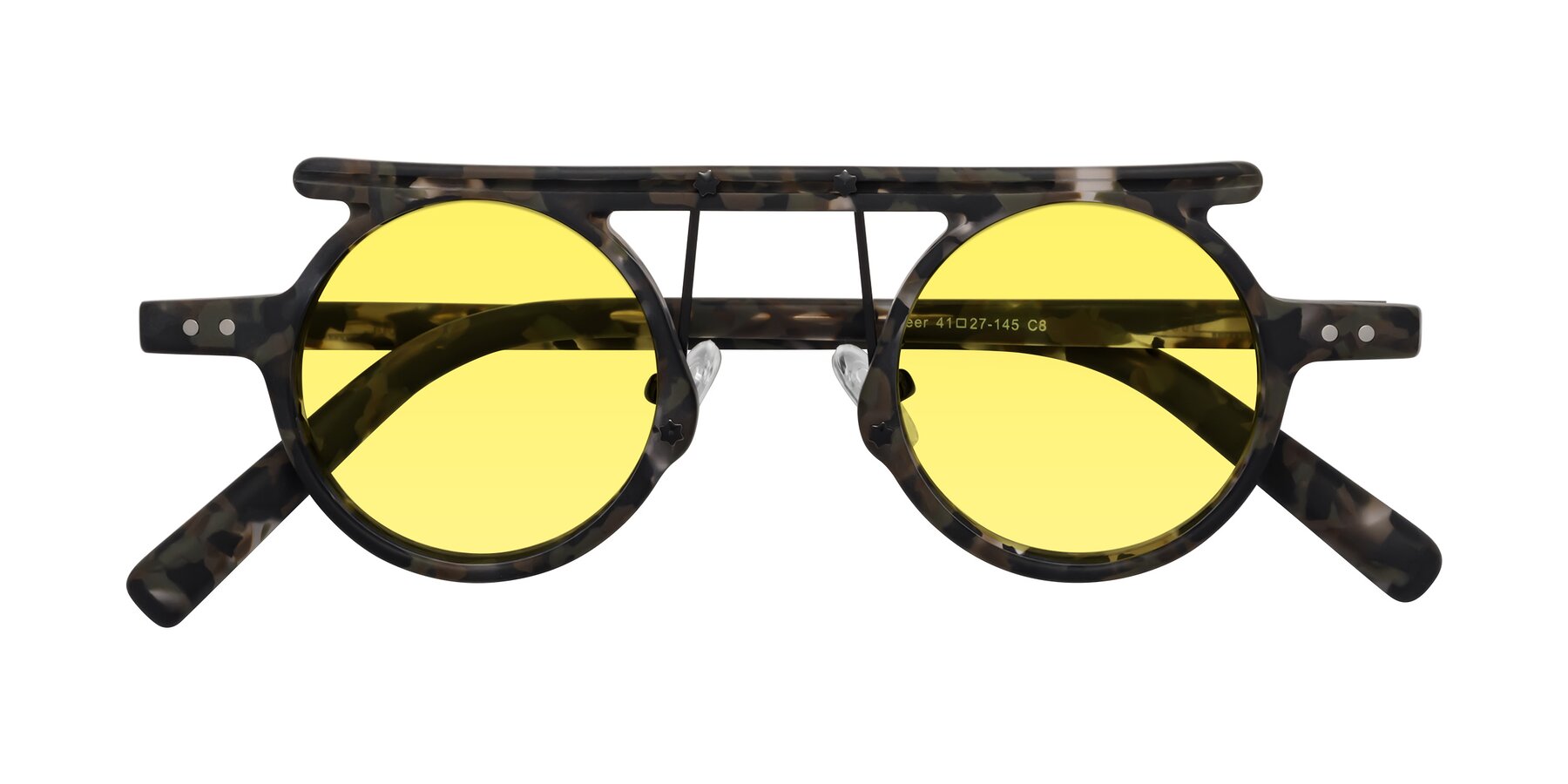 Folded Front of Deer in Granite Tortoise with Medium Yellow Tinted Lenses