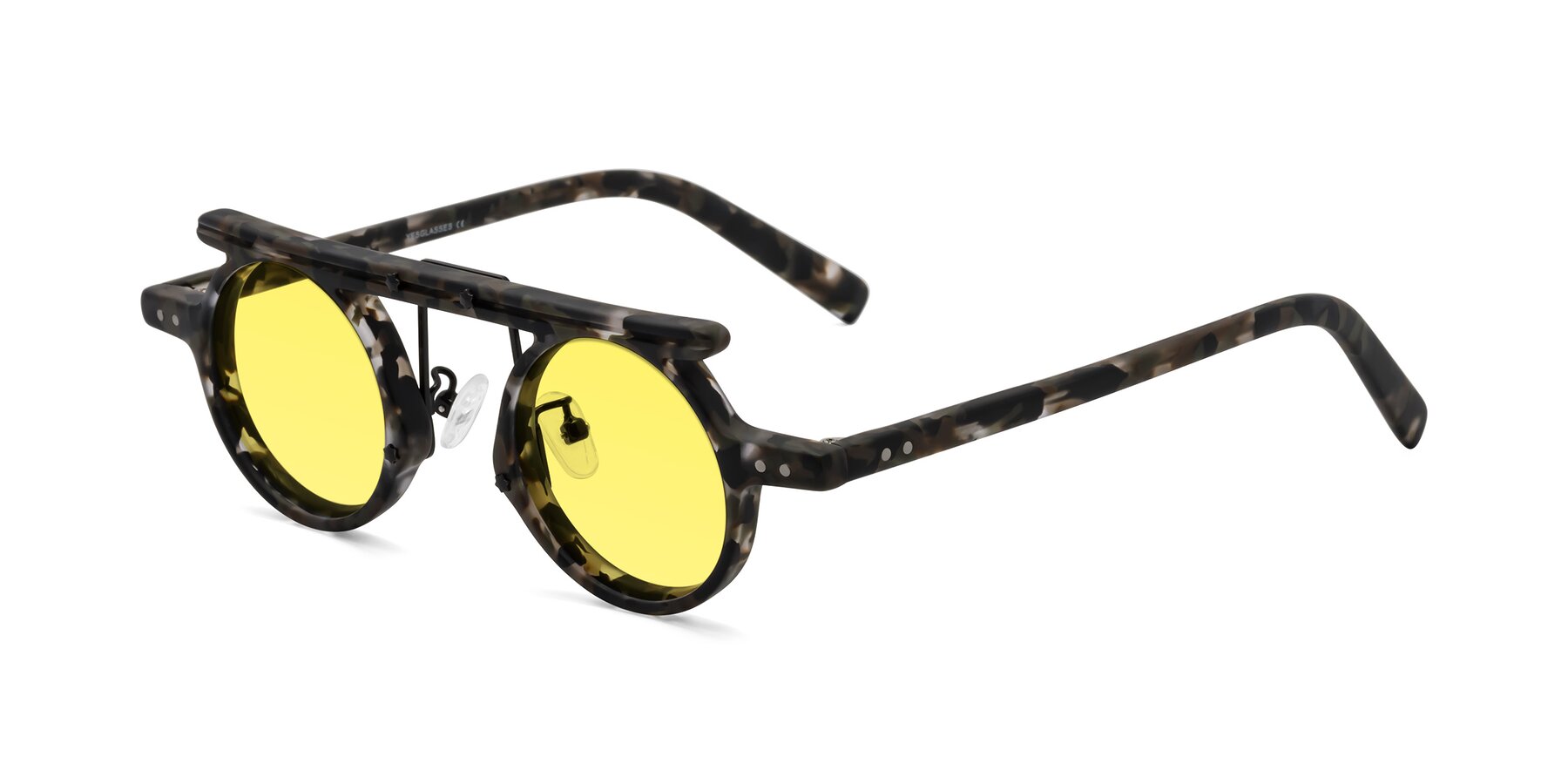 Angle of Deer in Granite Tortoise with Medium Yellow Tinted Lenses