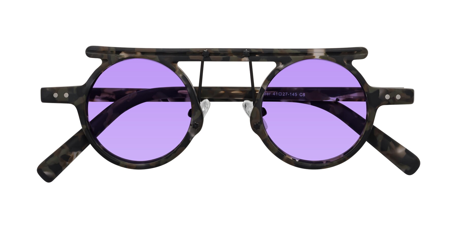 Folded Front of Deer in Granite Tortoise with Medium Purple Tinted Lenses