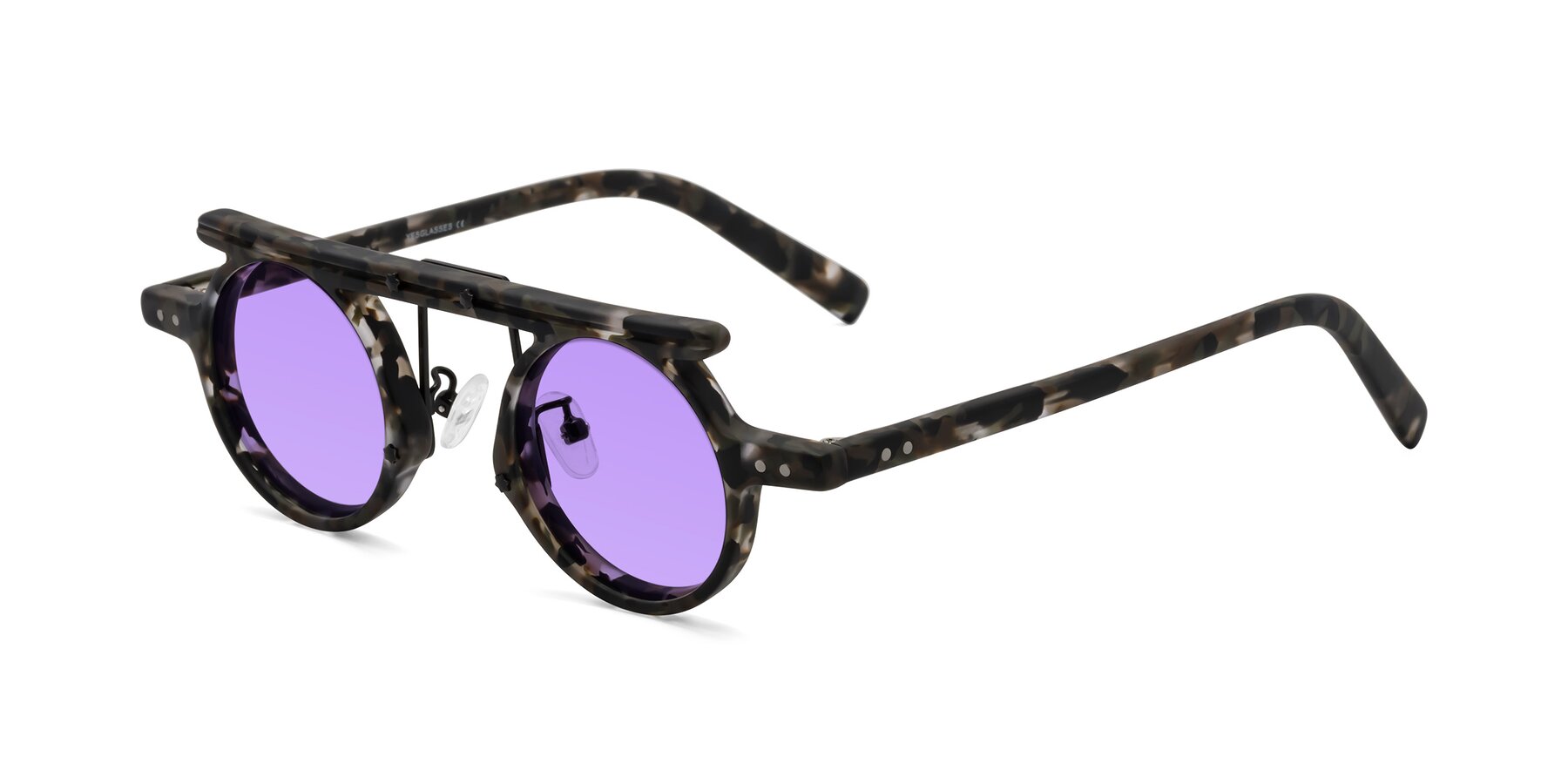 Angle of Deer in Granite Tortoise with Medium Purple Tinted Lenses