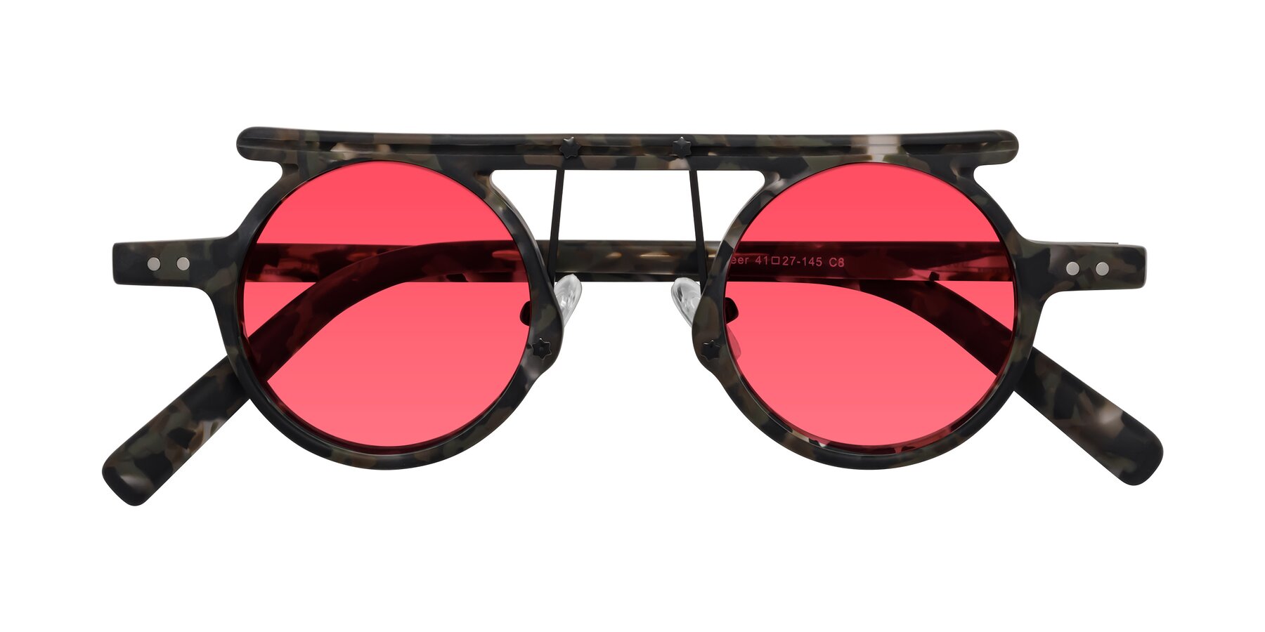 Folded Front of Deer in Granite Tortoise with Red Tinted Lenses