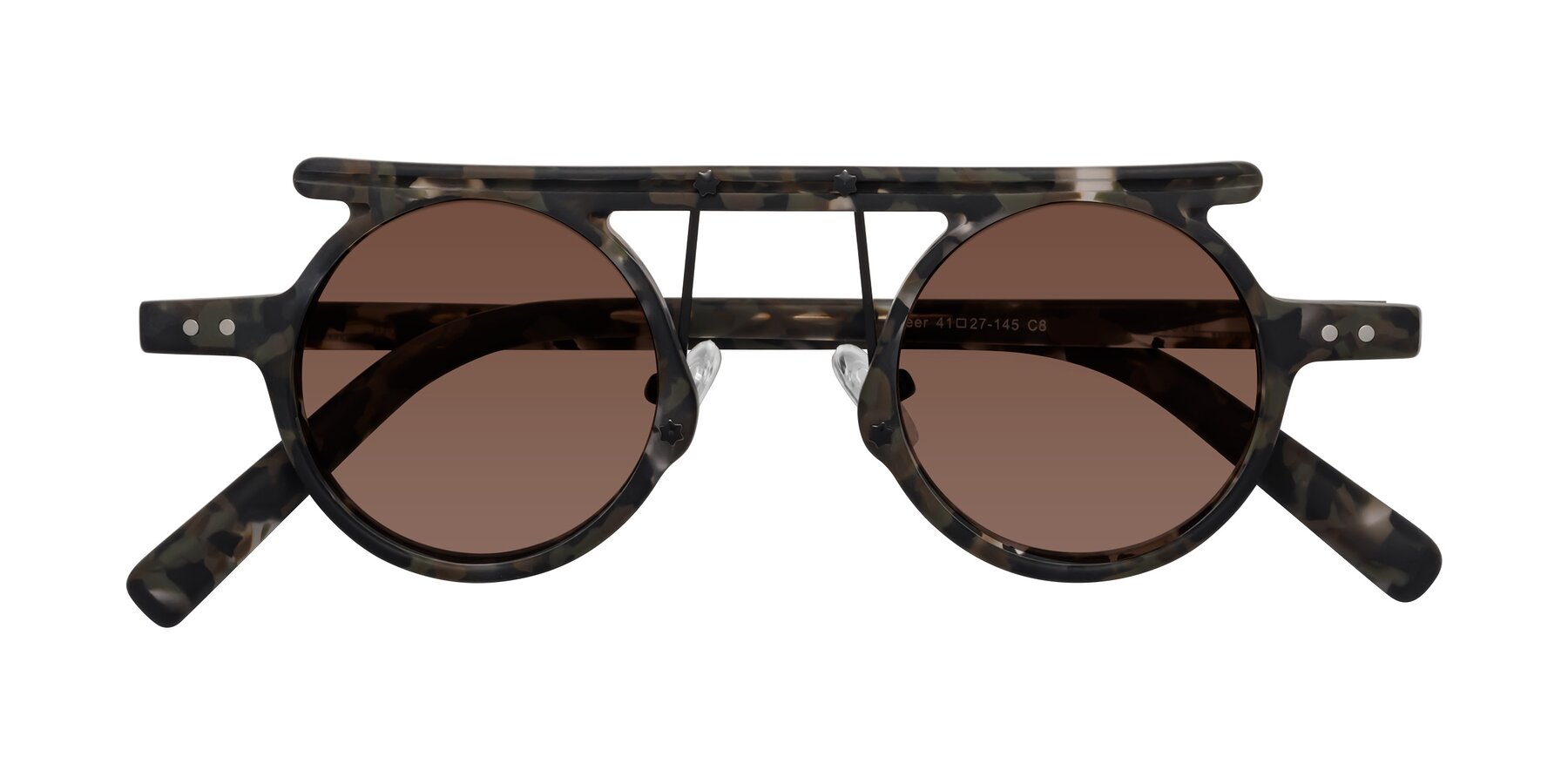 Folded Front of Deer in Granite Tortoise with Brown Tinted Lenses