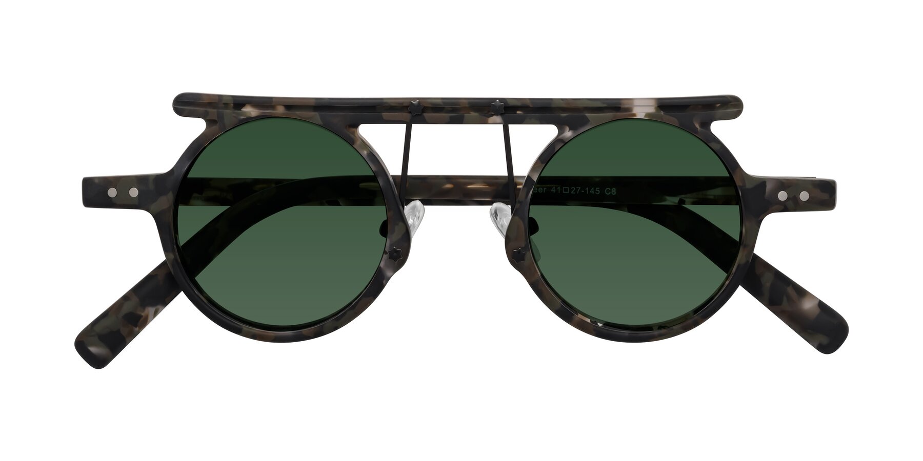 Folded Front of Deer in Granite Tortoise with Green Tinted Lenses