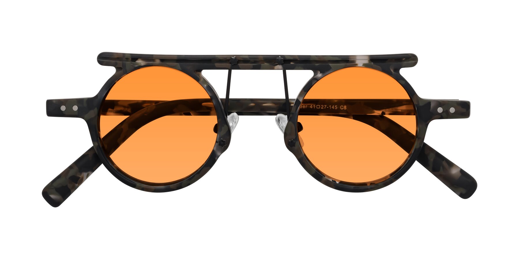 Folded Front of Deer in Granite Tortoise with Orange Tinted Lenses