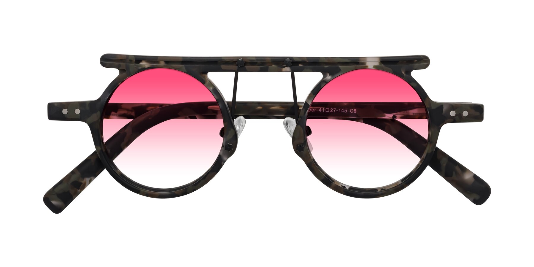 Folded Front of Deer in Granite Tortoise with Pink Gradient Lenses